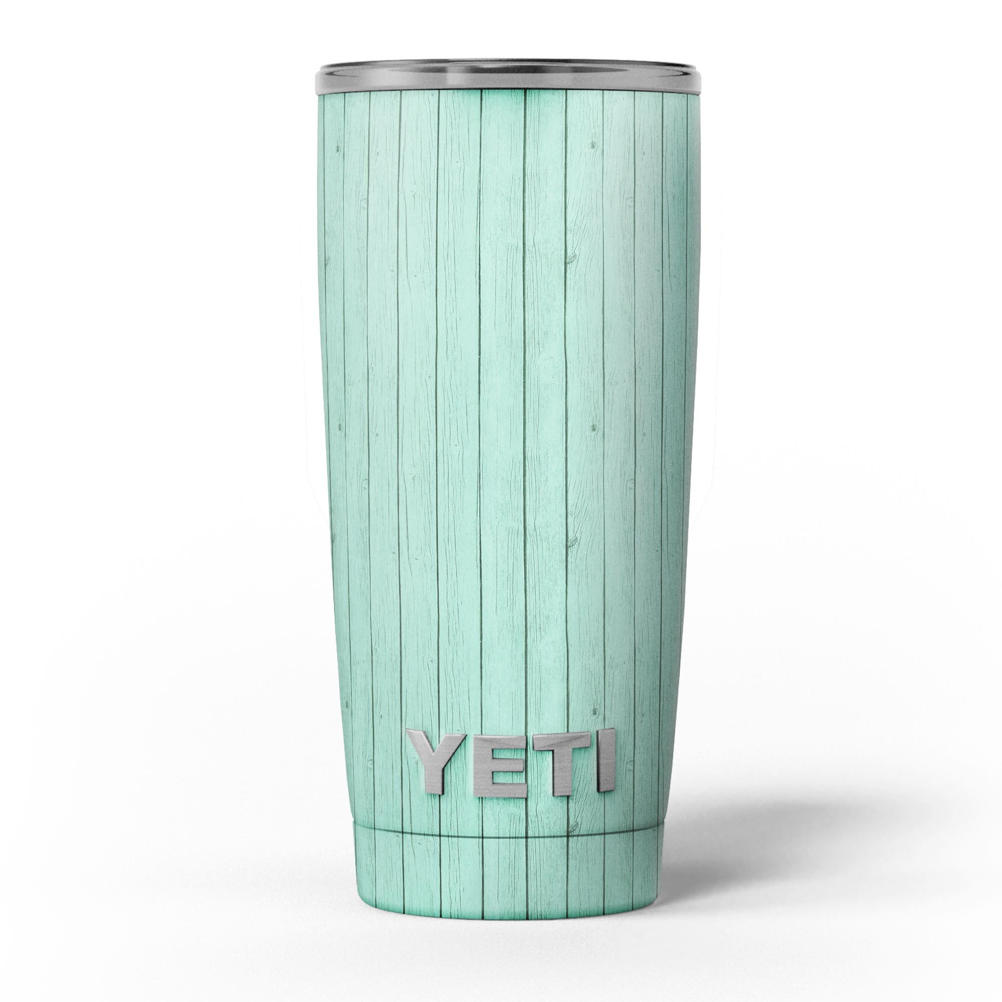 Mint Green Wood Planks skin decal vinyl wrap kit for Yeti Coolers, showcasing a stylish wood design for personalized protection.