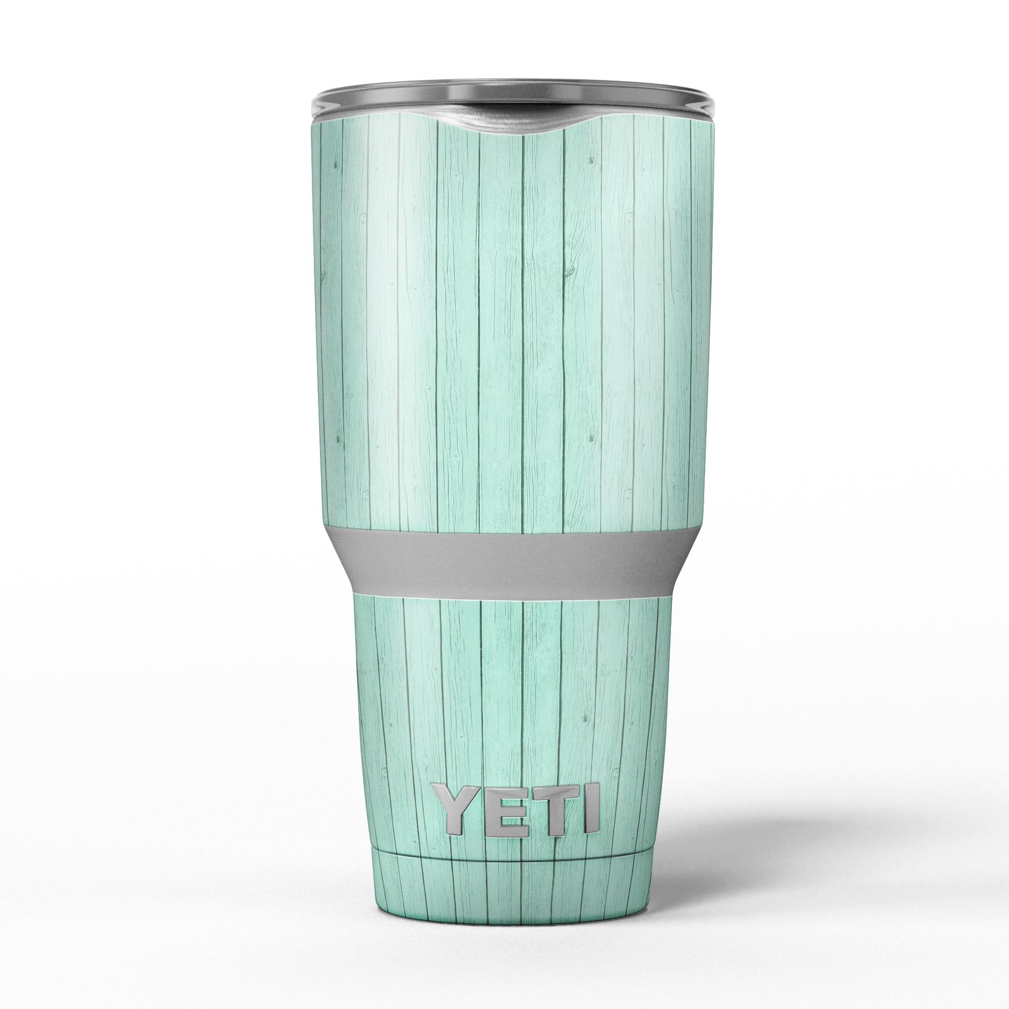 Mint Green Wood Planks skin decal vinyl wrap kit for Yeti Coolers, showcasing a stylish wood design for personalized protection.