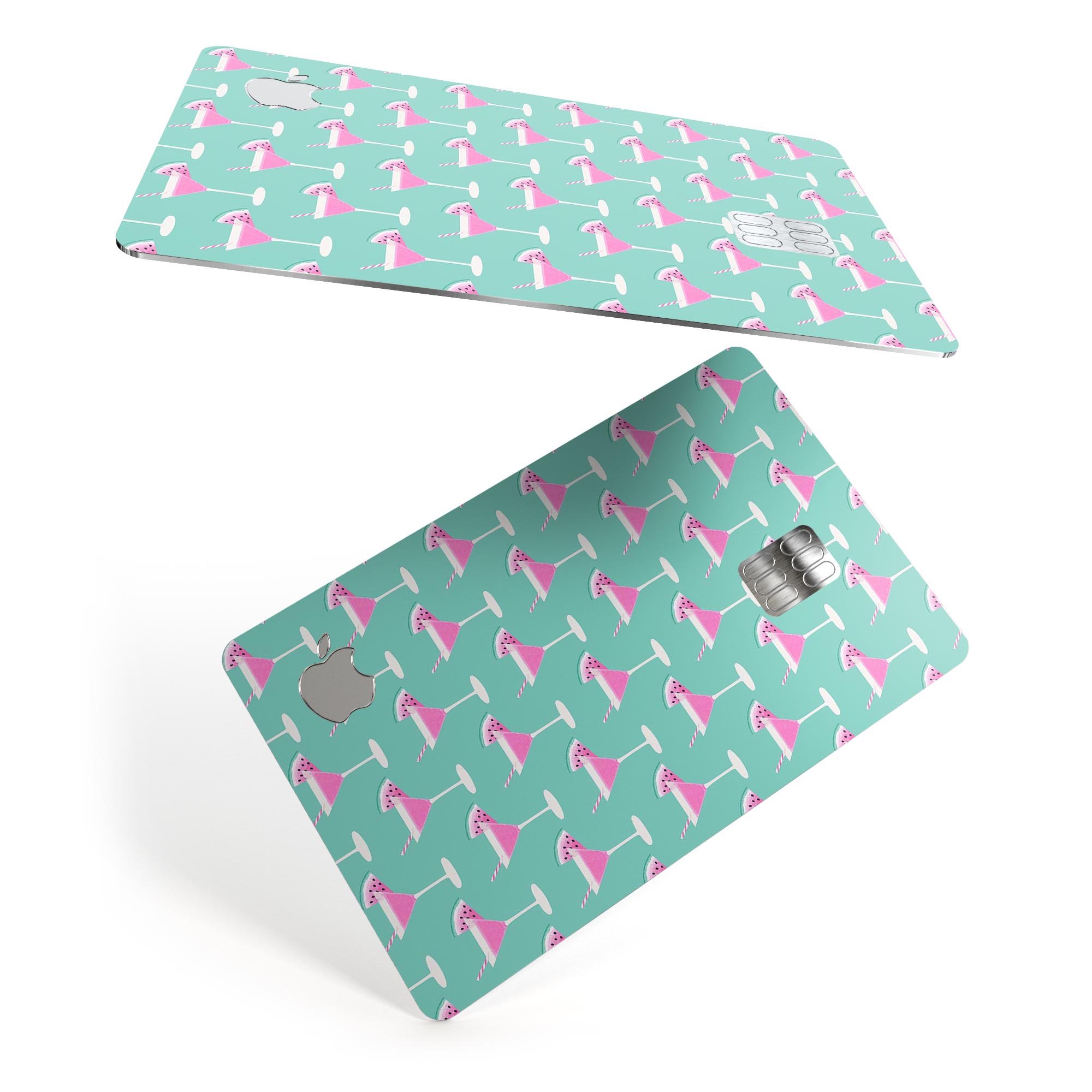 The Mint Watermelon Cocktail skin kit for Apple Card, showcasing vibrant colors and a sleek design.