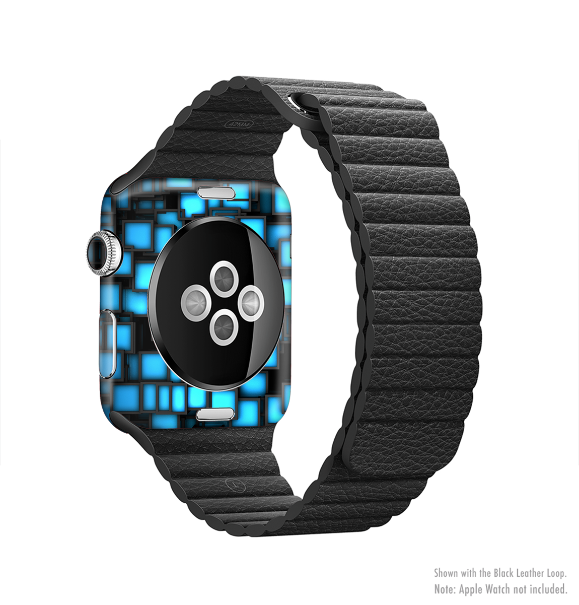 Neon Blue Abstract Cubes Full-Body Skin Kit for Apple Watch, showcasing vibrant colors and sleek design.