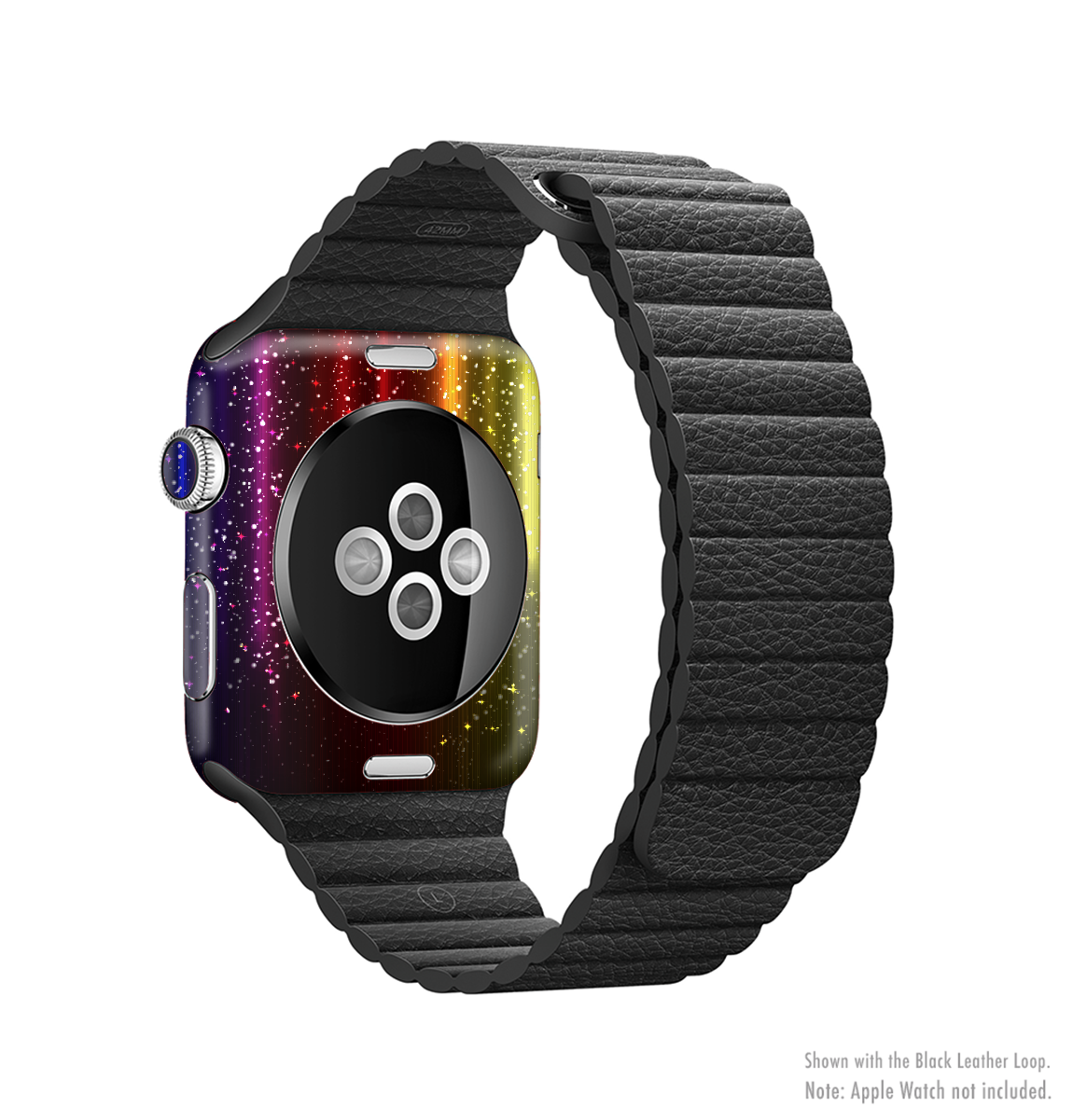 Neon Glowing Rain Full-Body Skin Kit for Apple Watch showcasing vibrant colors and sleek design.