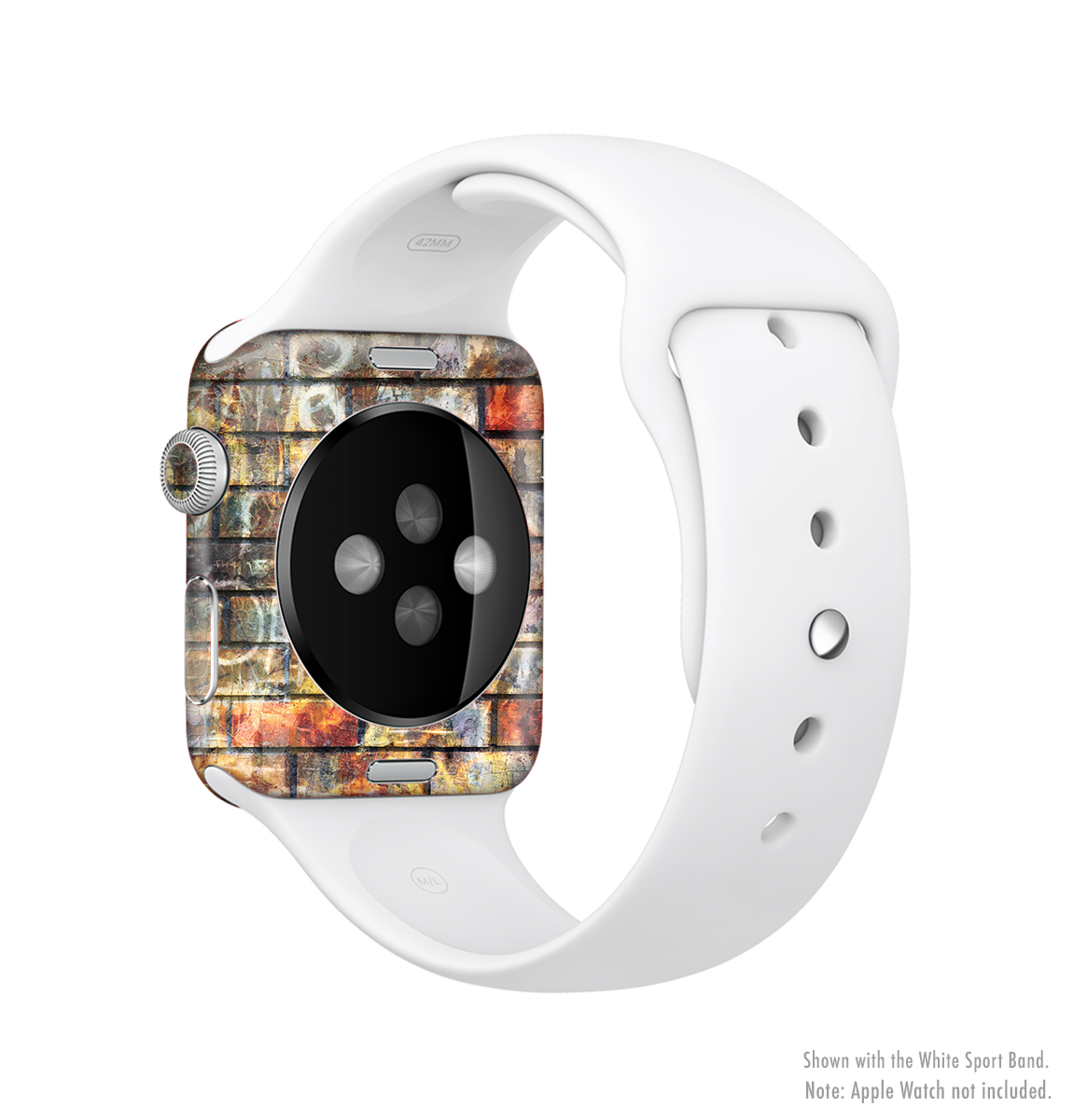 A vibrant Neon Graffiti Brick Wall skin for an Apple Watch, showcasing colorful graffiti patterns and a sleek design.