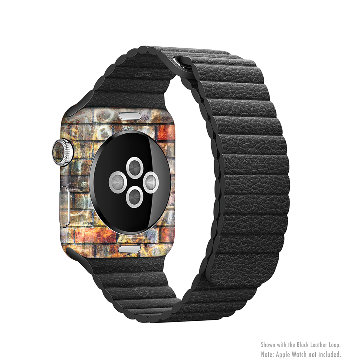 A vibrant Neon Graffiti Brick Wall skin for an Apple Watch, showcasing colorful graffiti patterns and a sleek design.