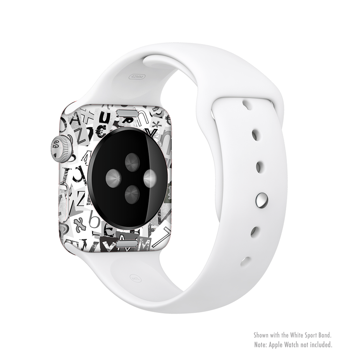 A stylish Newspaper Letter Collage skin for Apple Watch, showcasing a unique design that protects the device while enhancing its appearance.