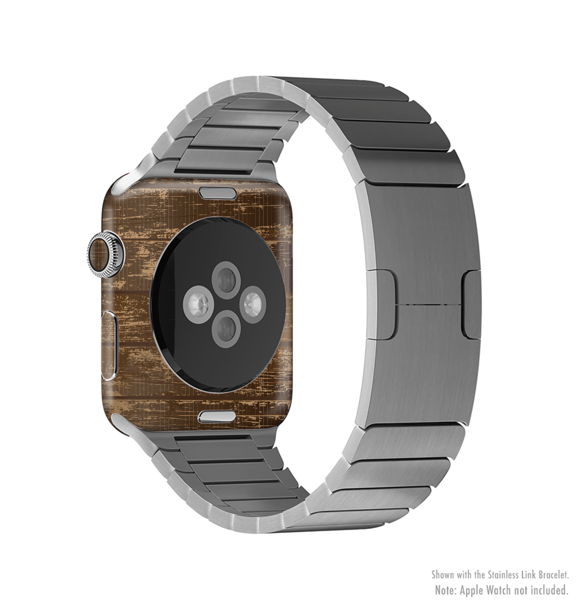 Old Worn Wooden Planks V2 Full-Body Skin Kit for Apple Watch, showcasing a rustic wooden design that fits snugly on the device.