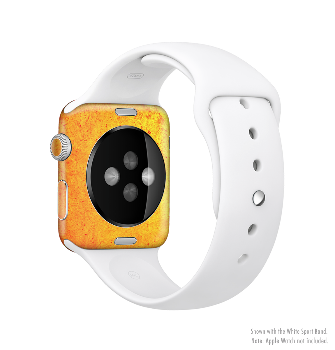 Orange Vibrant Texture Full-Body Skin Kit for Apple Watch, showcasing its sleek design and vibrant color.