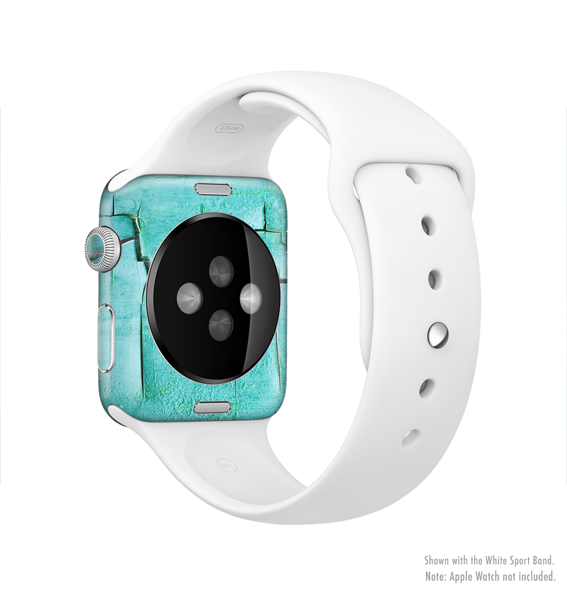 Peeling Teal Paint Full-Body Skin Kit for Apple Watch showcasing vibrant teal color and sleek design.