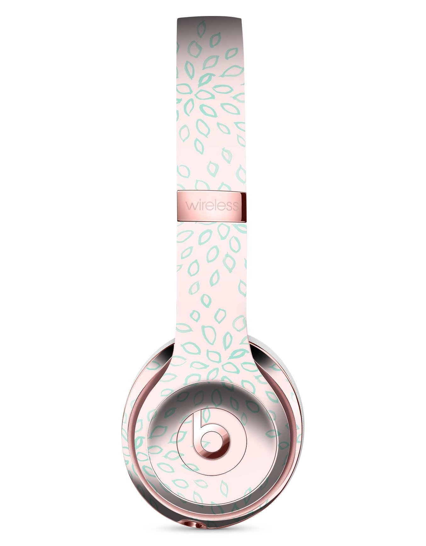 Pink and mint floral skin kit for Beats by Dre Solo 3 Wireless Headphones, showcasing vibrant floral patterns and a sleek design.