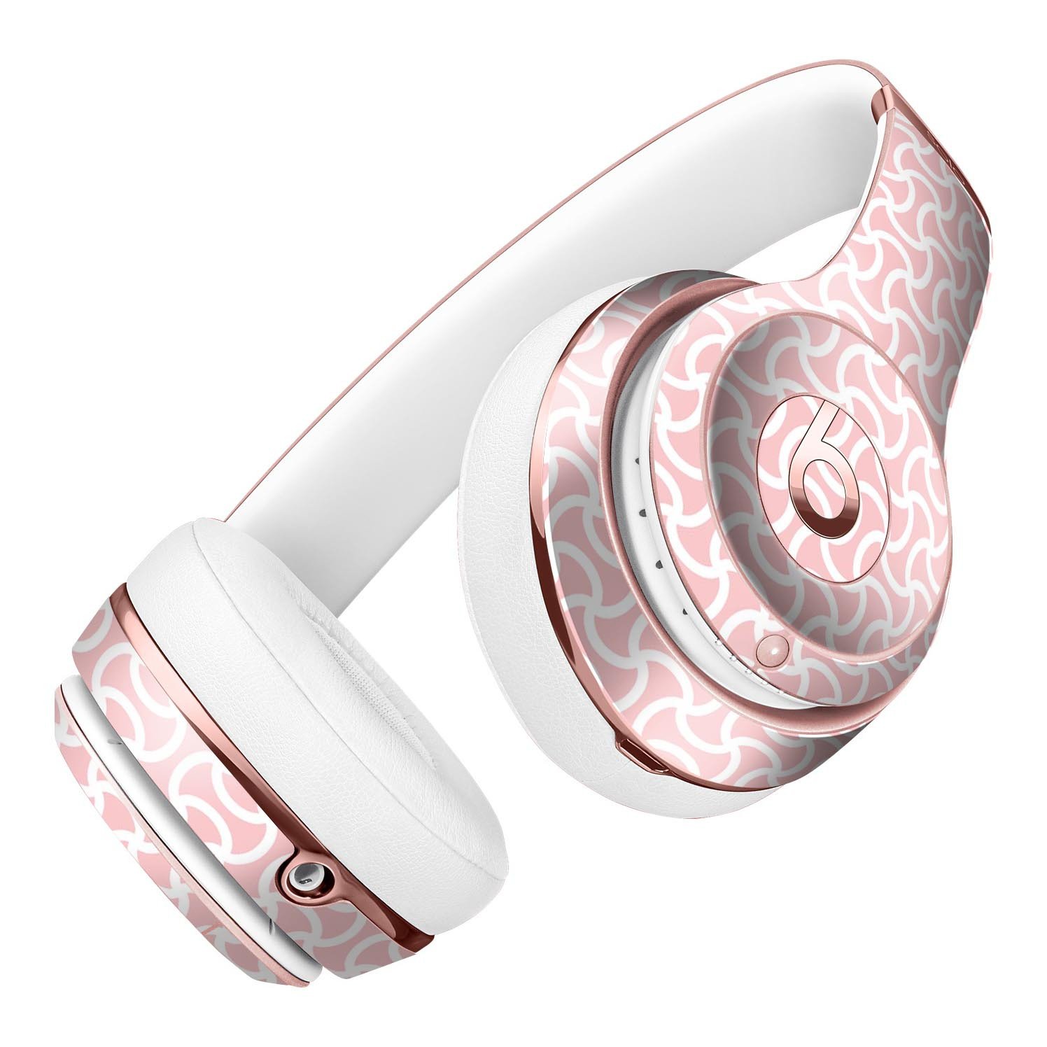 Pink and white patterned skin kit for Beats by Dre Solo 3 Wireless Headphones, showcasing a stylish design and premium vinyl material.