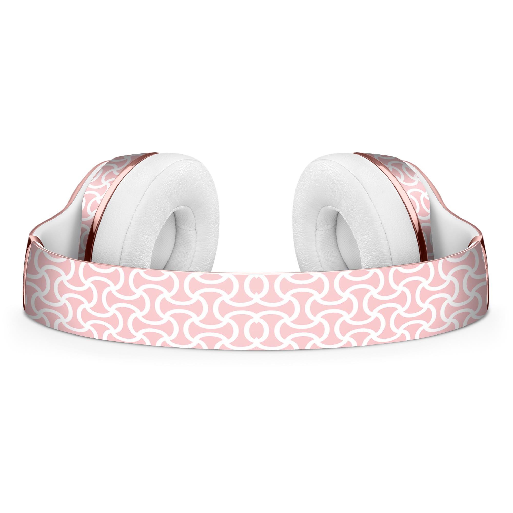 Pink and white patterned skin kit for Beats by Dre Solo 3 Wireless Headphones, showcasing a stylish design and premium vinyl material.