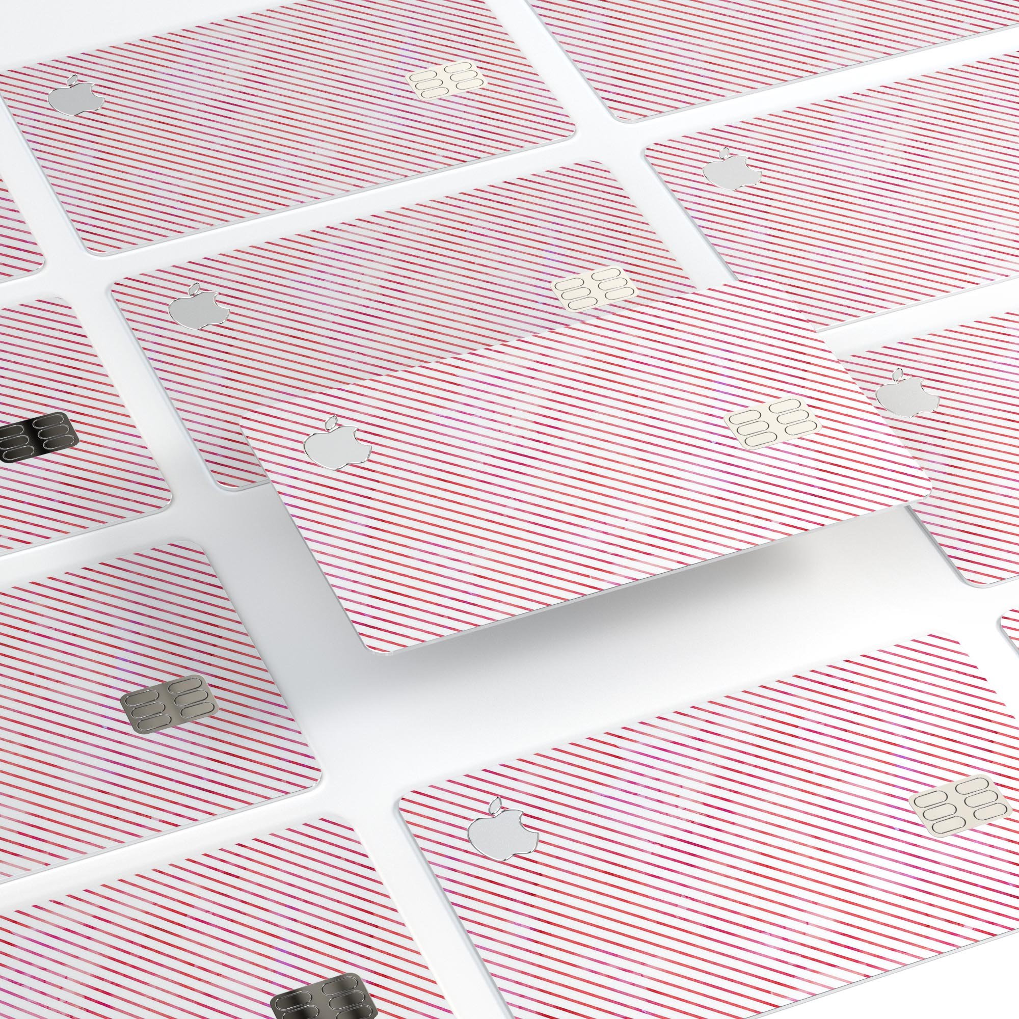 The Pink Slanted Lines Pattern decal skin for Apple Card, showcasing a stylish design with slanted lines in pink tones.