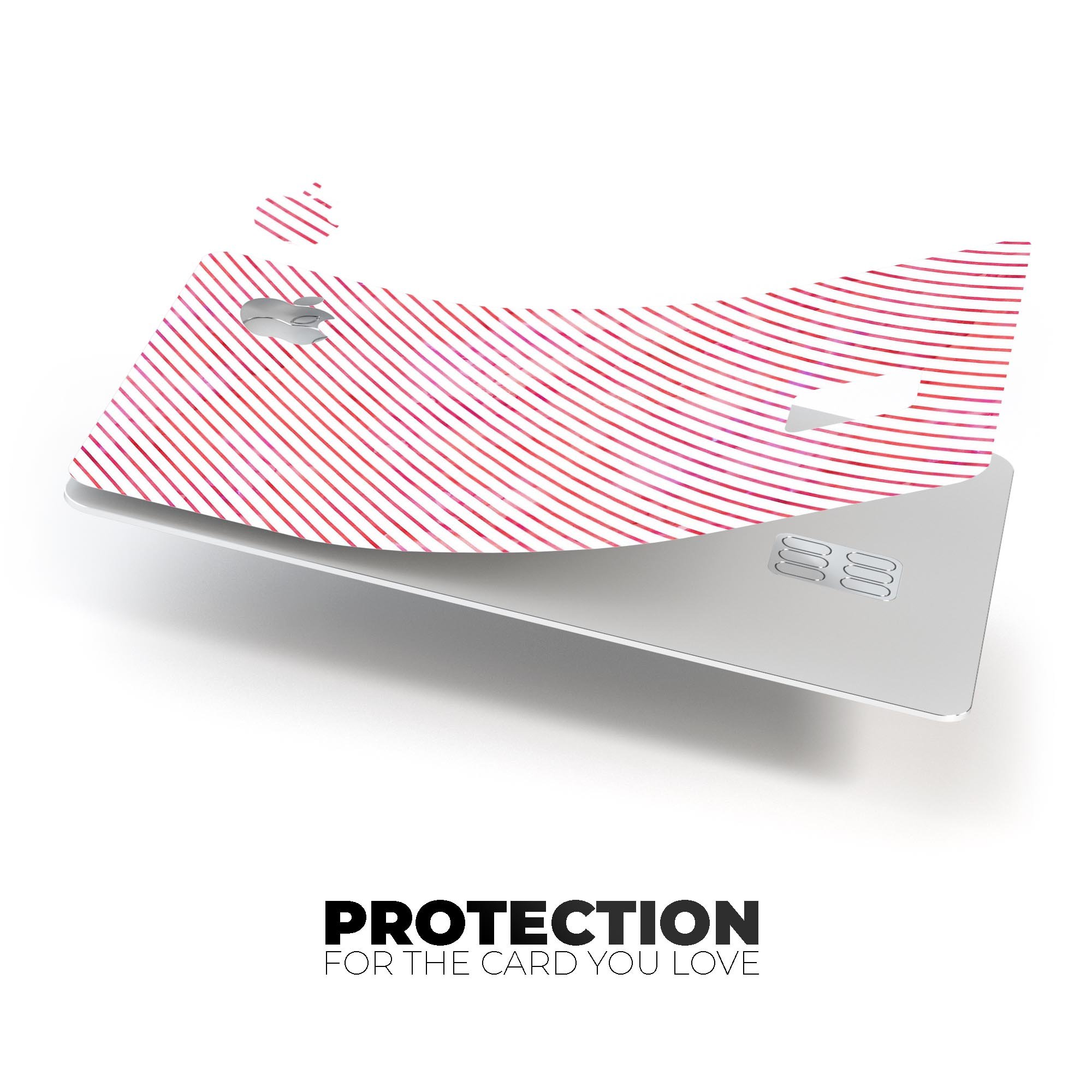 The Pink Slanted Lines Pattern decal skin for Apple Card, showcasing a stylish design with slanted lines in pink tones.