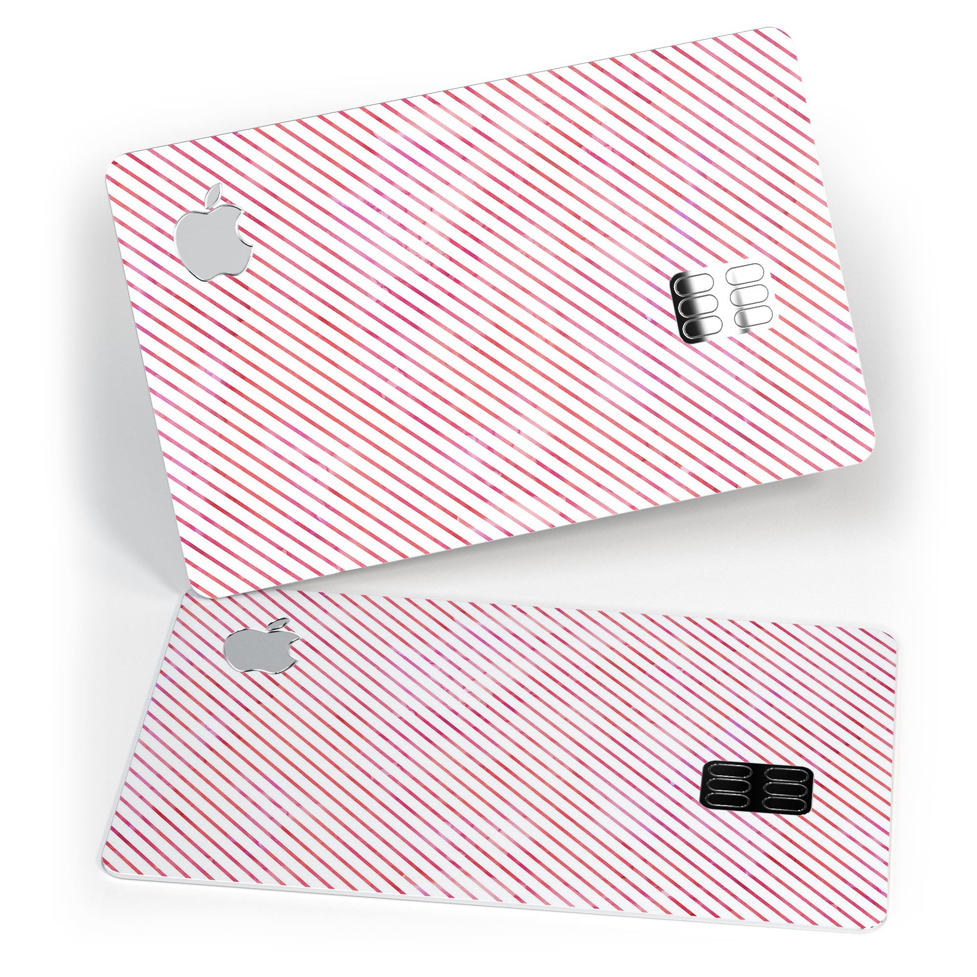 The Pink Slanted Lines Pattern decal skin for Apple Card, showcasing a stylish design with slanted lines in pink tones.