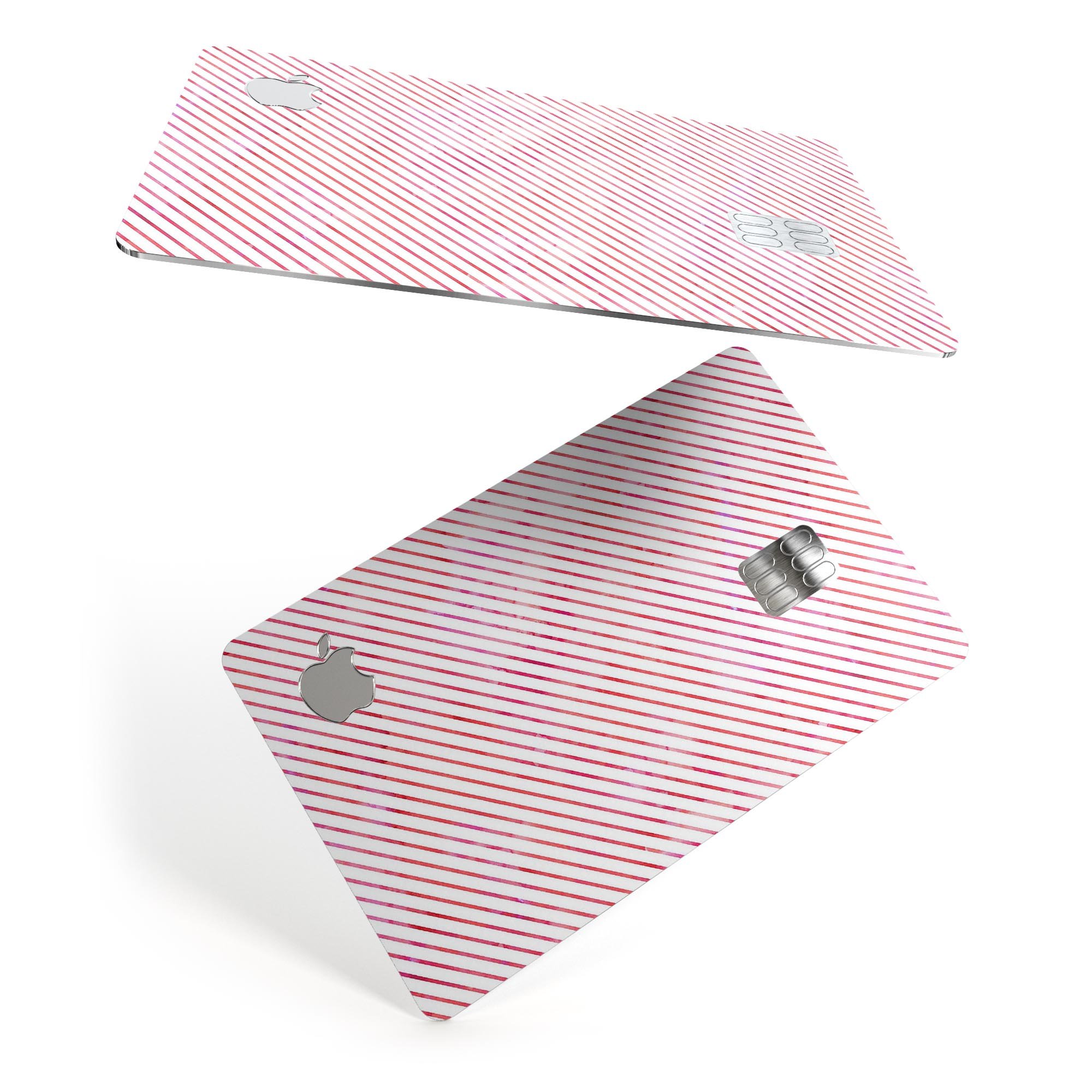 The Pink Slanted Lines Pattern decal skin for Apple Card, showcasing a stylish design with slanted lines in pink tones.