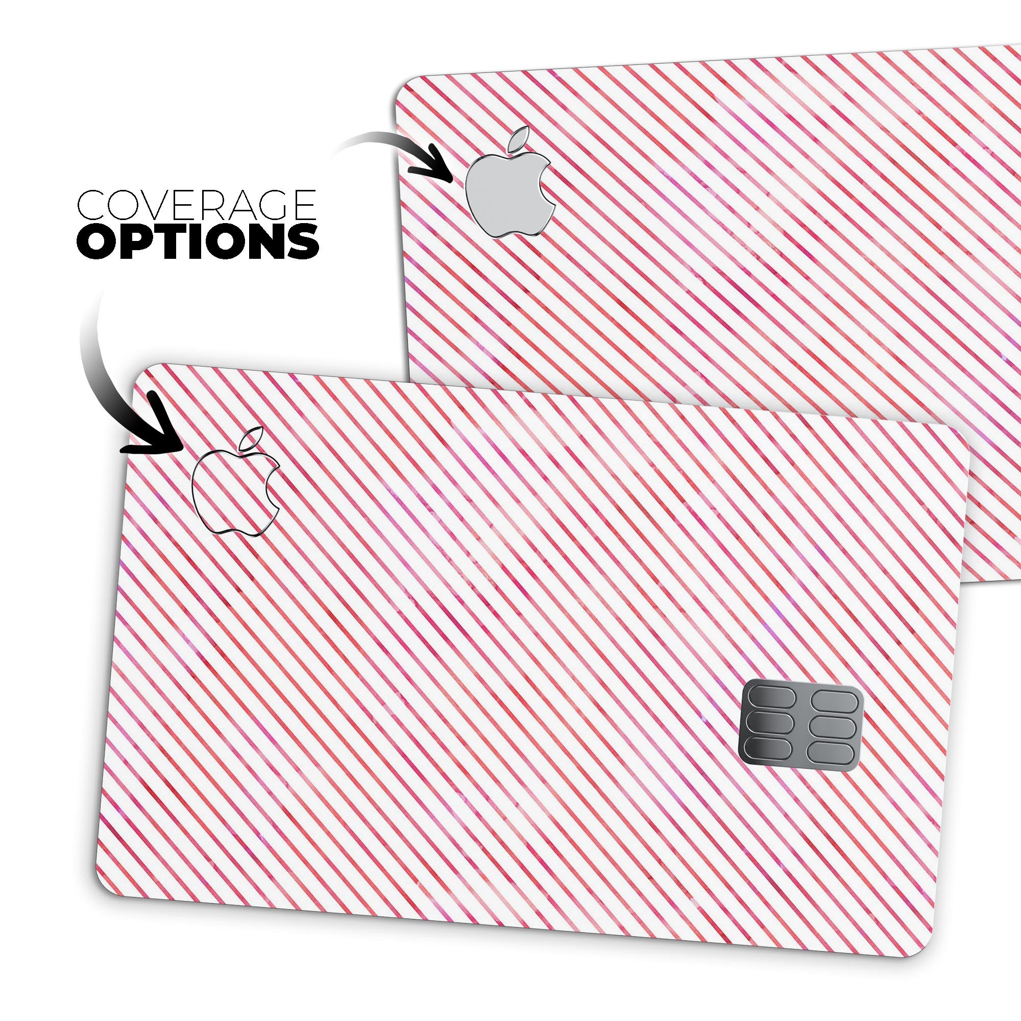 The Pink Slanted Lines Pattern decal skin for Apple Card, showcasing a stylish design with slanted lines in pink tones.