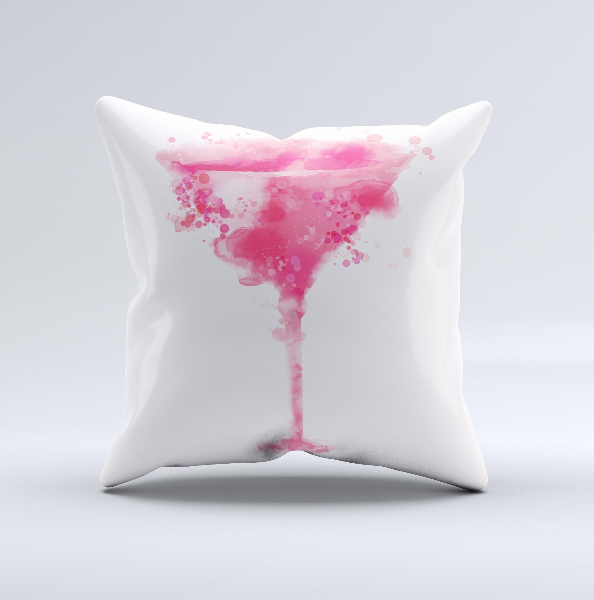 Handcrafted Pretty in Pink Martini ink-Fuzed Decorative Throw Pillow with high thread count fabric and unique design.