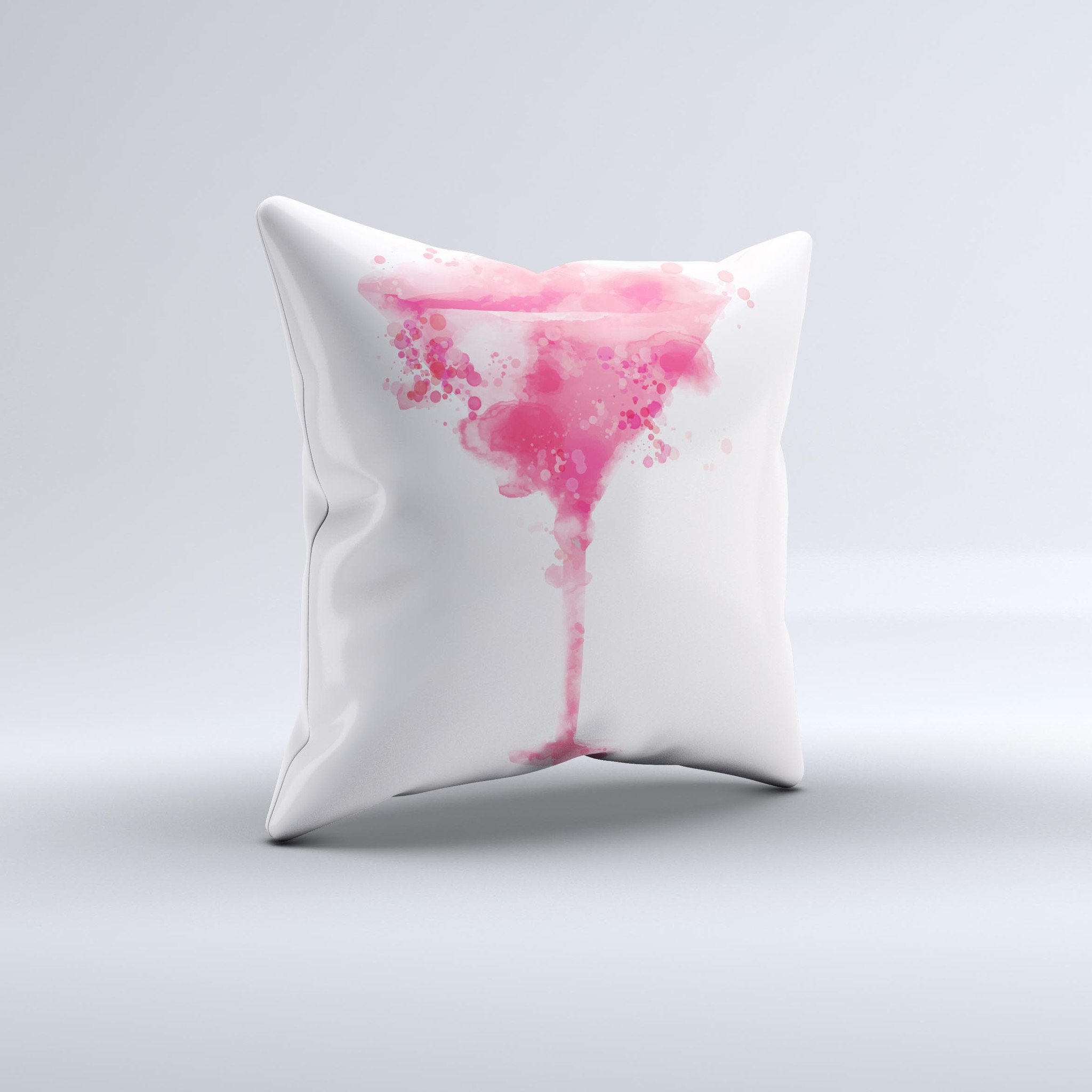 Handcrafted Pretty in Pink Martini ink-Fuzed Decorative Throw Pillow with high thread count fabric and unique design.