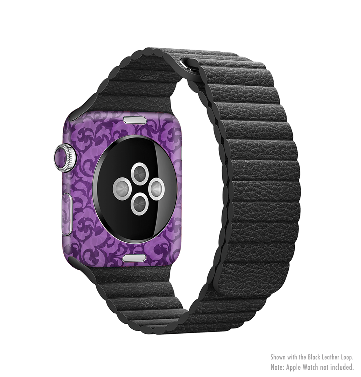 Purple Bright Lace Pattern Full-Body Skin Kit for Apple Watch, showcasing intricate lace design and vibrant colors.