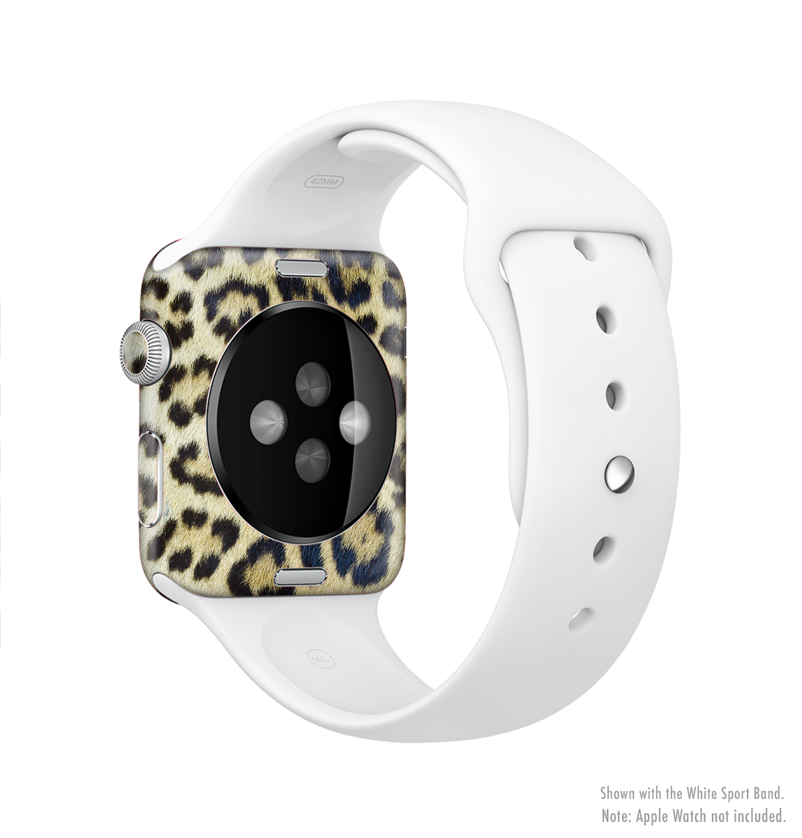 Real Leopard Hide V3 Full-Body Skin Kit for Apple Watch, showcasing a stylish leopard print design on premium vinyl material.