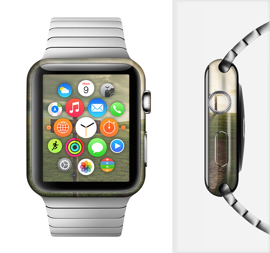 The Redemption Hill Full-Body Skin Kit for Apple Watch showcasing its stylish design and premium vinyl material.