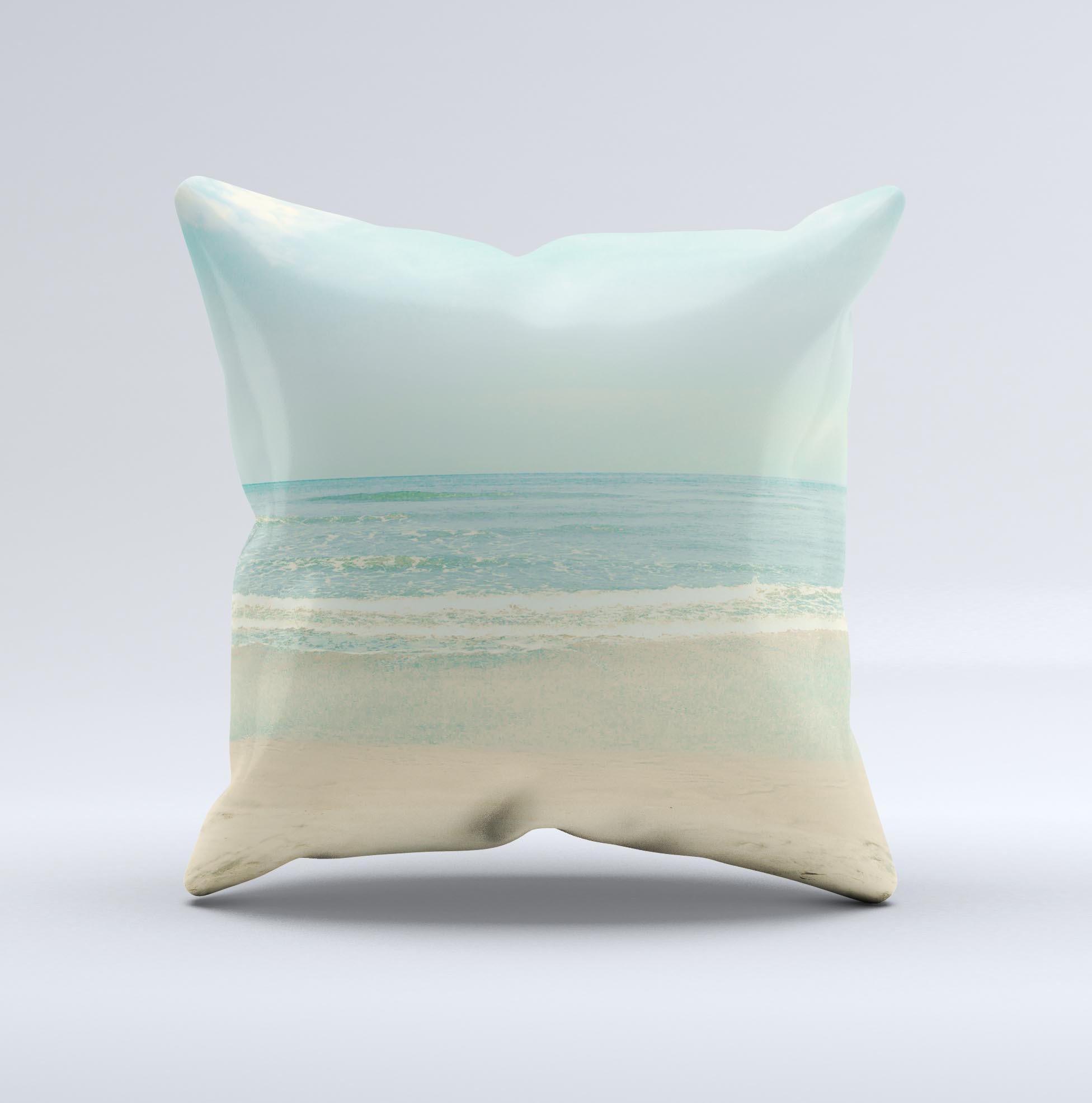 A beautifully crafted Relaxed Beach ink-Fuzed Decorative Throw Pillow featuring unique graphics, made in Virginia with high-quality materials.