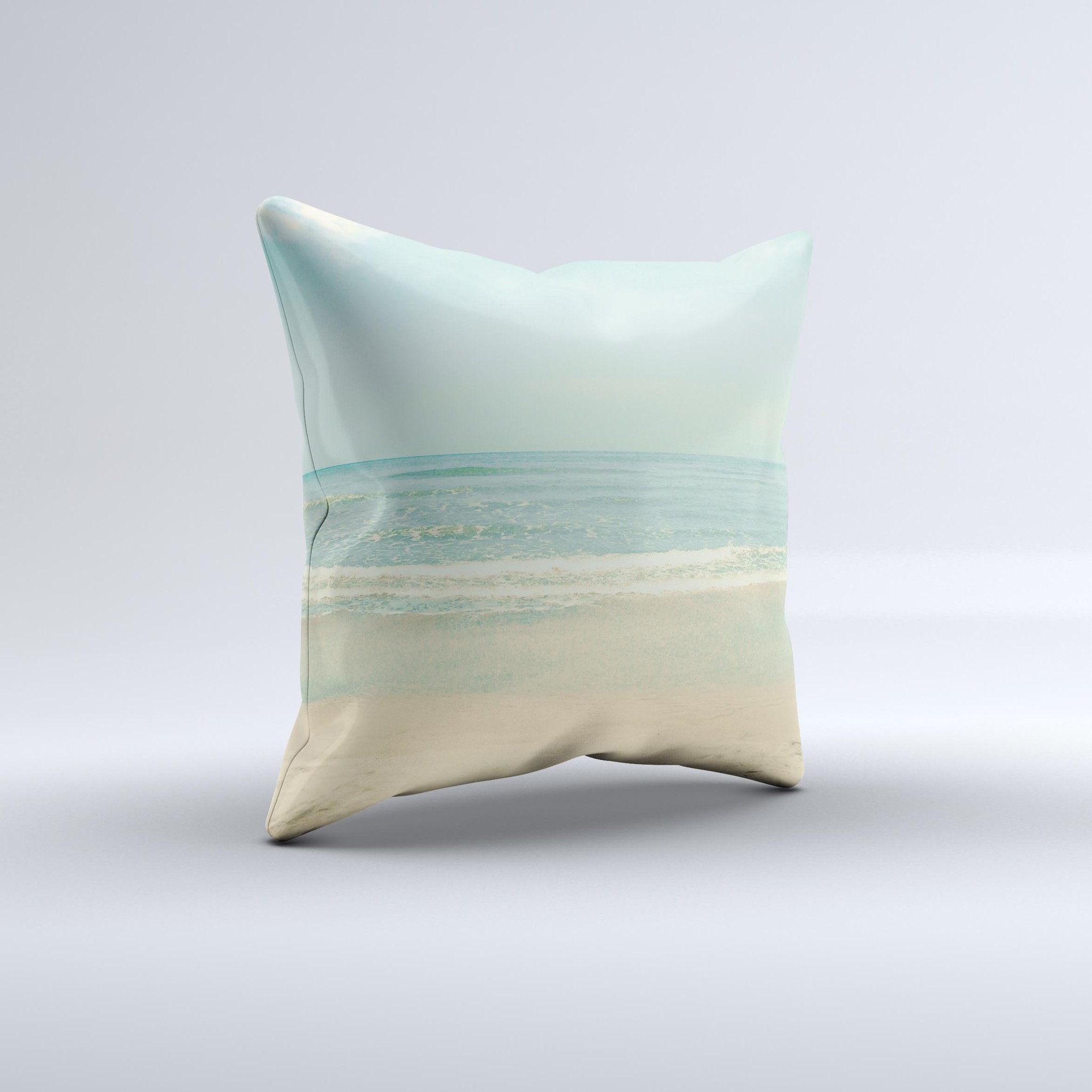 A beautifully crafted Relaxed Beach ink-Fuzed Decorative Throw Pillow featuring unique graphics, made in Virginia with high-quality materials.
