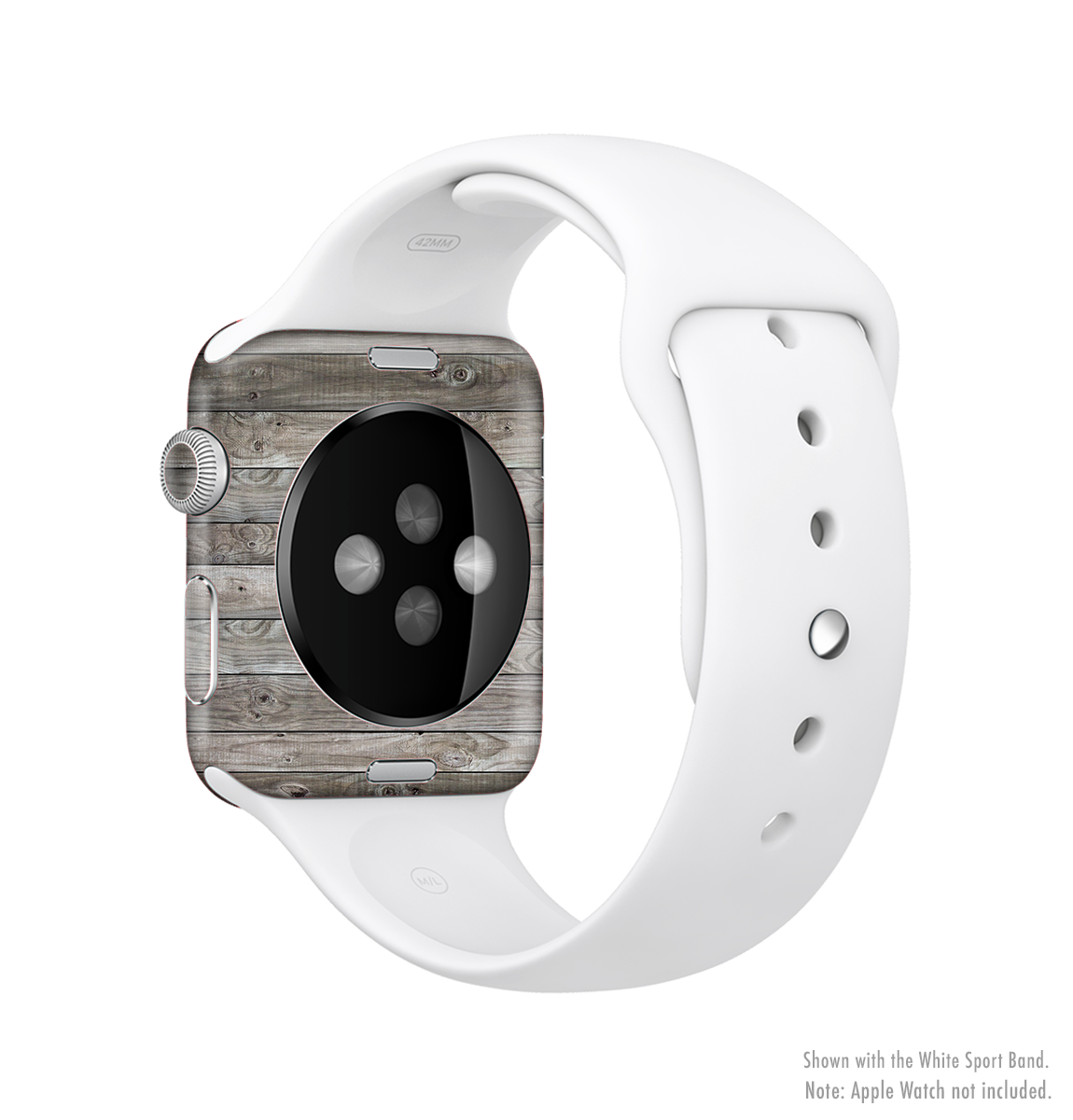 Rough Wooden Planks V4 Full-Body Skin Kit for Apple Watch, showcasing a stylish wooden design that fits seamlessly on the device.