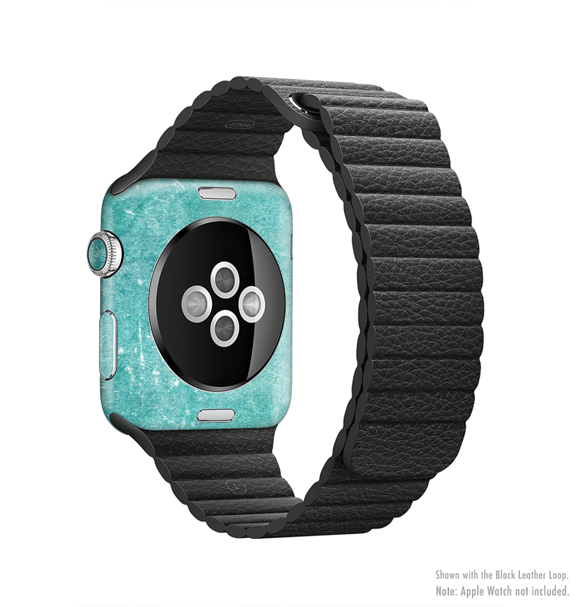 Scratched Turquoise Surface Full-Body Skin Kit for Apple Watch, showcasing vibrant turquoise color and premium vinyl material.