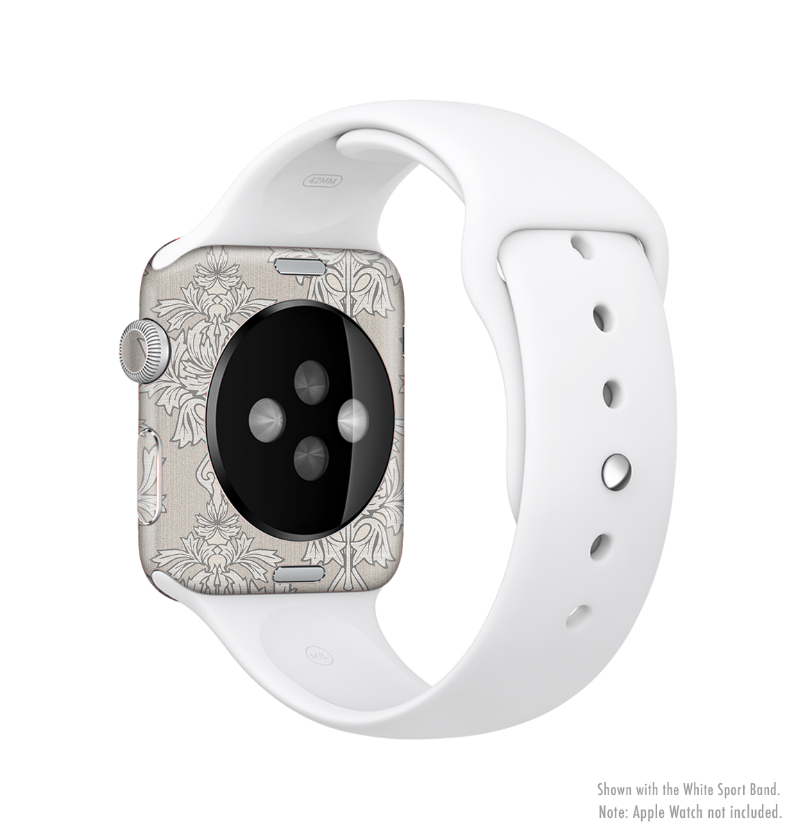 Seamless Tan Floral Pattern Skin Kit for Apple Watch, showcasing a stylish floral design on a sleek device.