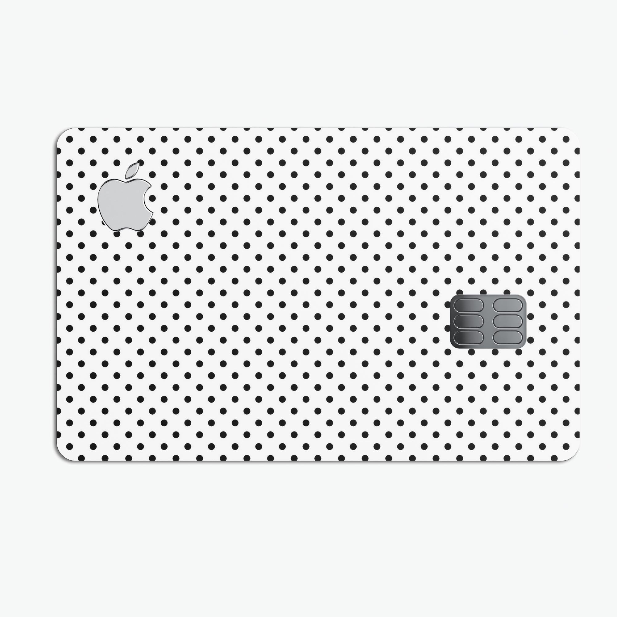 The Slate Black Micro Polka Dots skin kit for Apple Card, showcasing a stylish design with polka dots on a sleek black background.