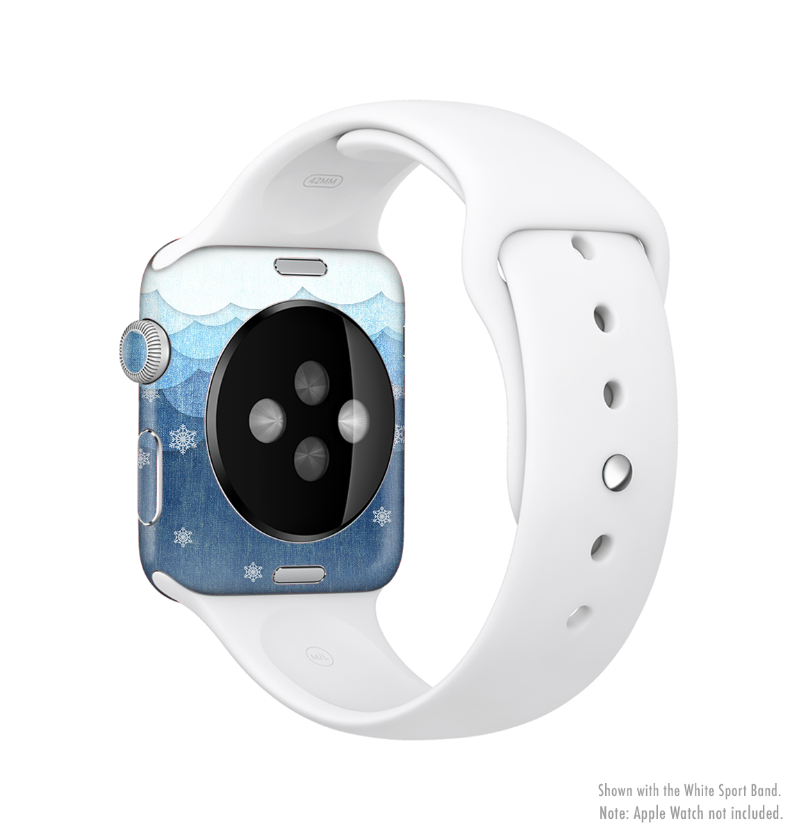 The Snowy Blue Paper Scene Full-Body Skin Kit for Apple Watch, showcasing a stylish blue design with a premium vinyl finish.