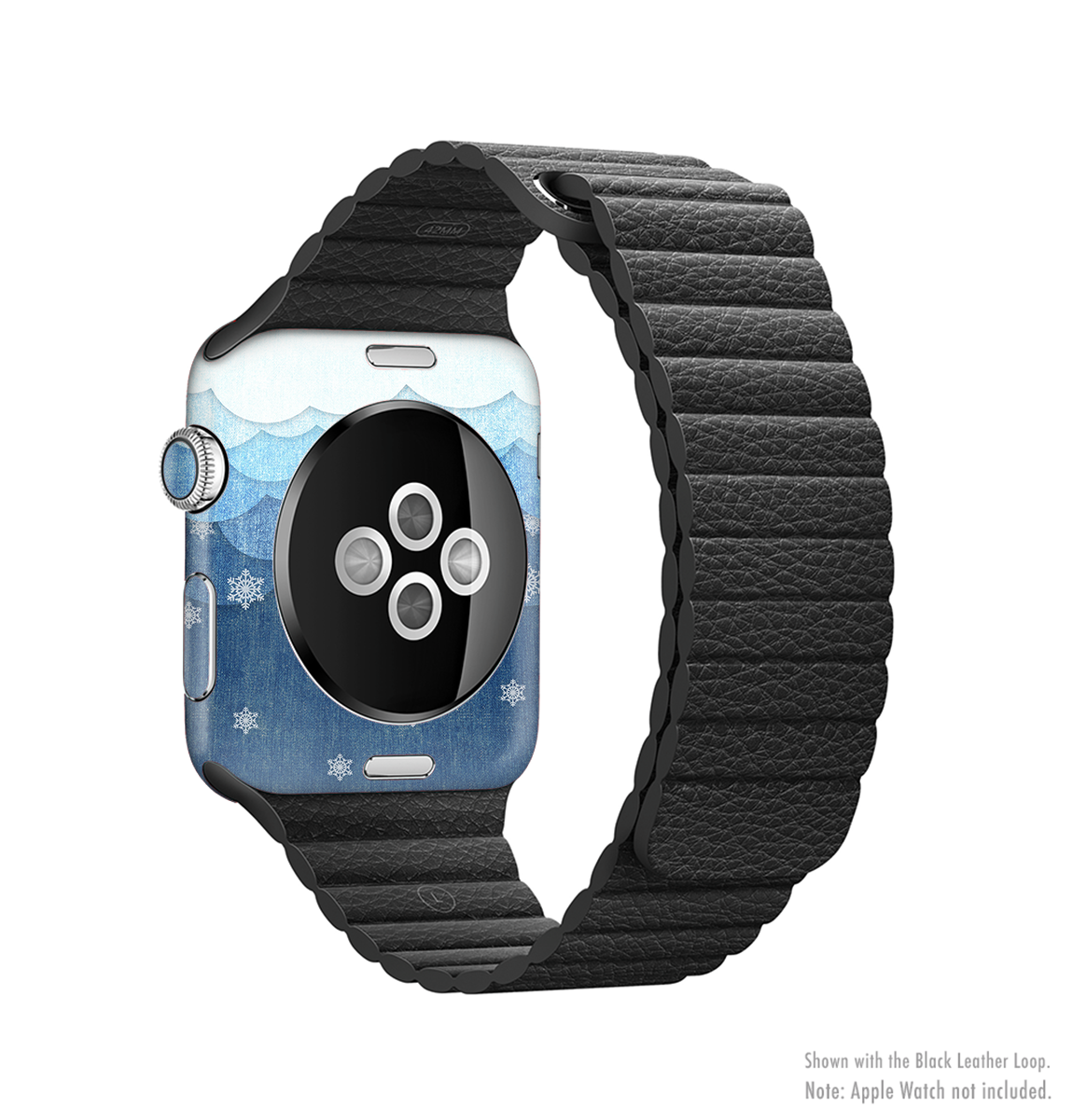 The Snowy Blue Paper Scene Full-Body Skin Kit for Apple Watch, showcasing a stylish blue design with a premium vinyl finish.
