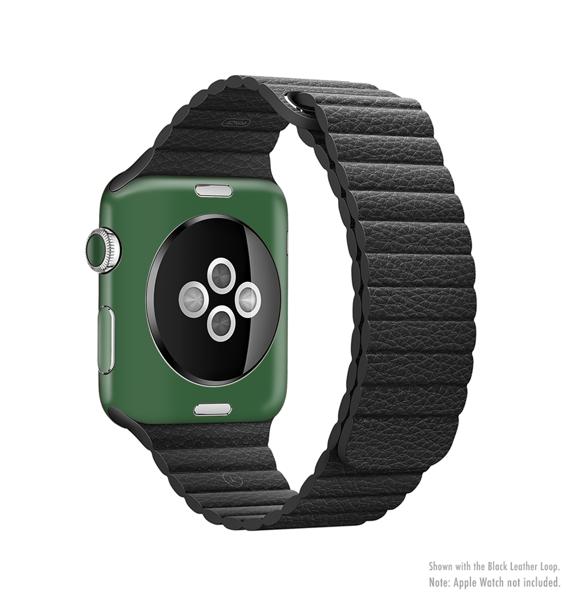 Solid Hunter Green Full-Body Skin Kit for Apple Watch, showcasing a sleek design and premium vinyl material.