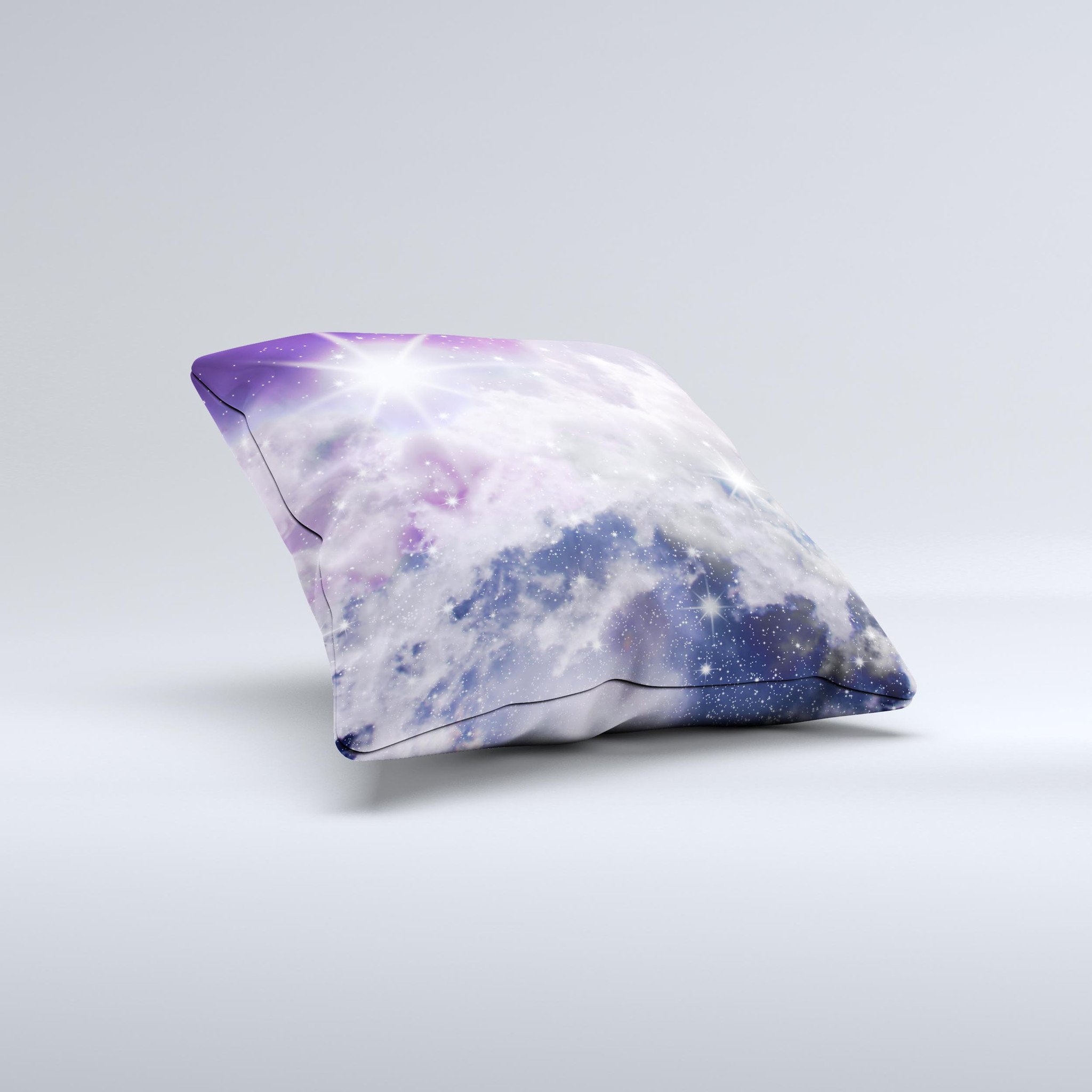 The Sparkly Space ink-Fuzed Decorative Throw Pillow featuring a vibrant, unique design, handcrafted in Virginia with high-quality materials.