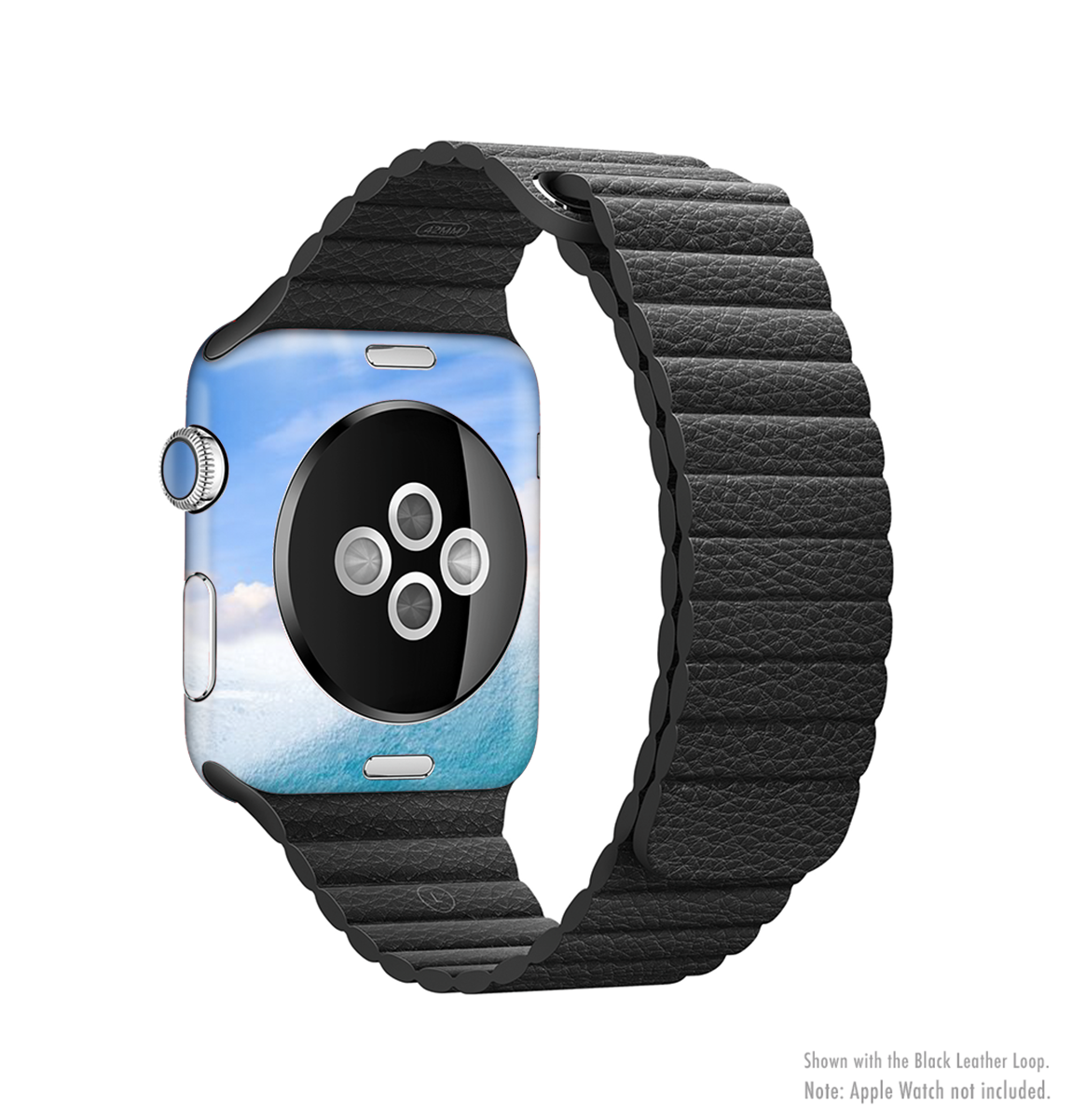 The Sunny Day Waves Full-Body Skin Kit for Apple Watch featuring vibrant wave patterns and a sleek design.