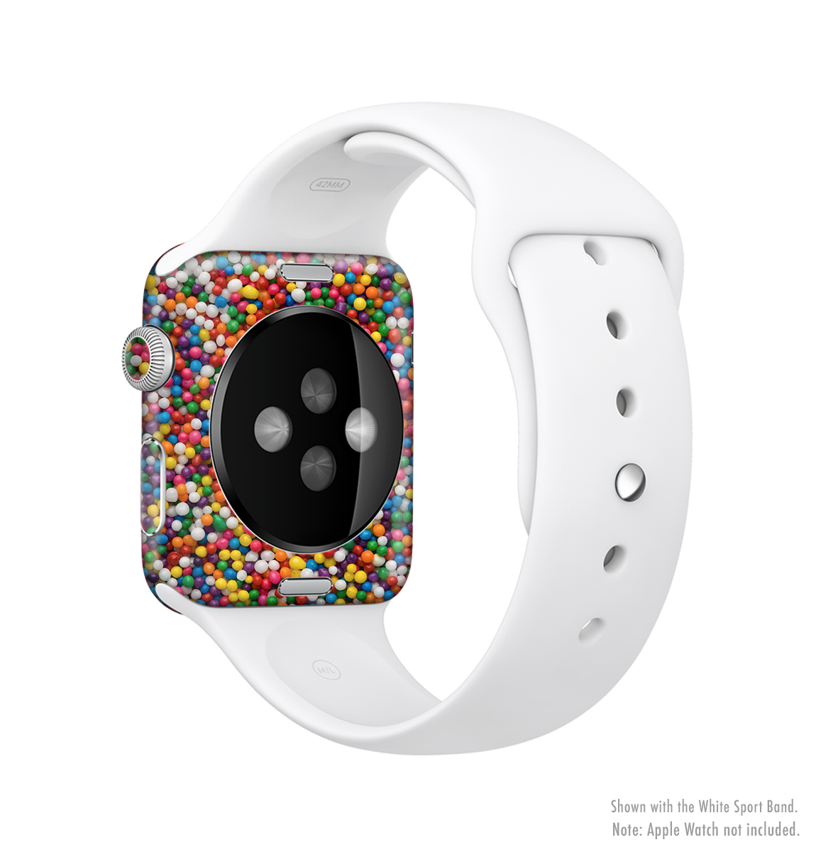 The Tiny Gumballs Full-Body Skin Kit for Apple Watch featuring vibrant colors and a sleek design, showcasing its protective vinyl material.