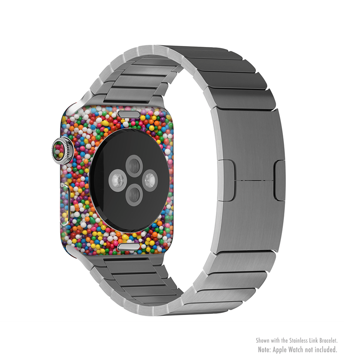 The Tiny Gumballs Full-Body Skin Kit for Apple Watch featuring vibrant colors and a sleek design, showcasing its protective vinyl material.