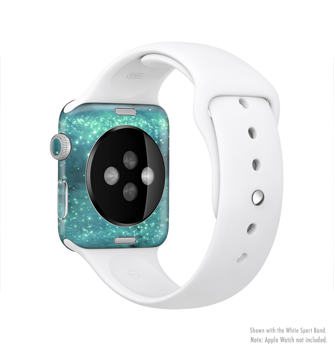 Trendy Green Space Surface Full-Body Skin Kit for Apple Watch, showcasing a vibrant green design that fits snugly around the watch.