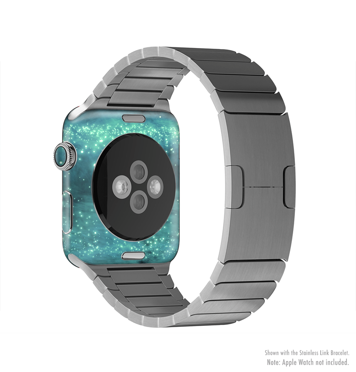 Trendy Green Space Surface Full-Body Skin Kit for Apple Watch, showcasing a vibrant green design that fits snugly around the watch.