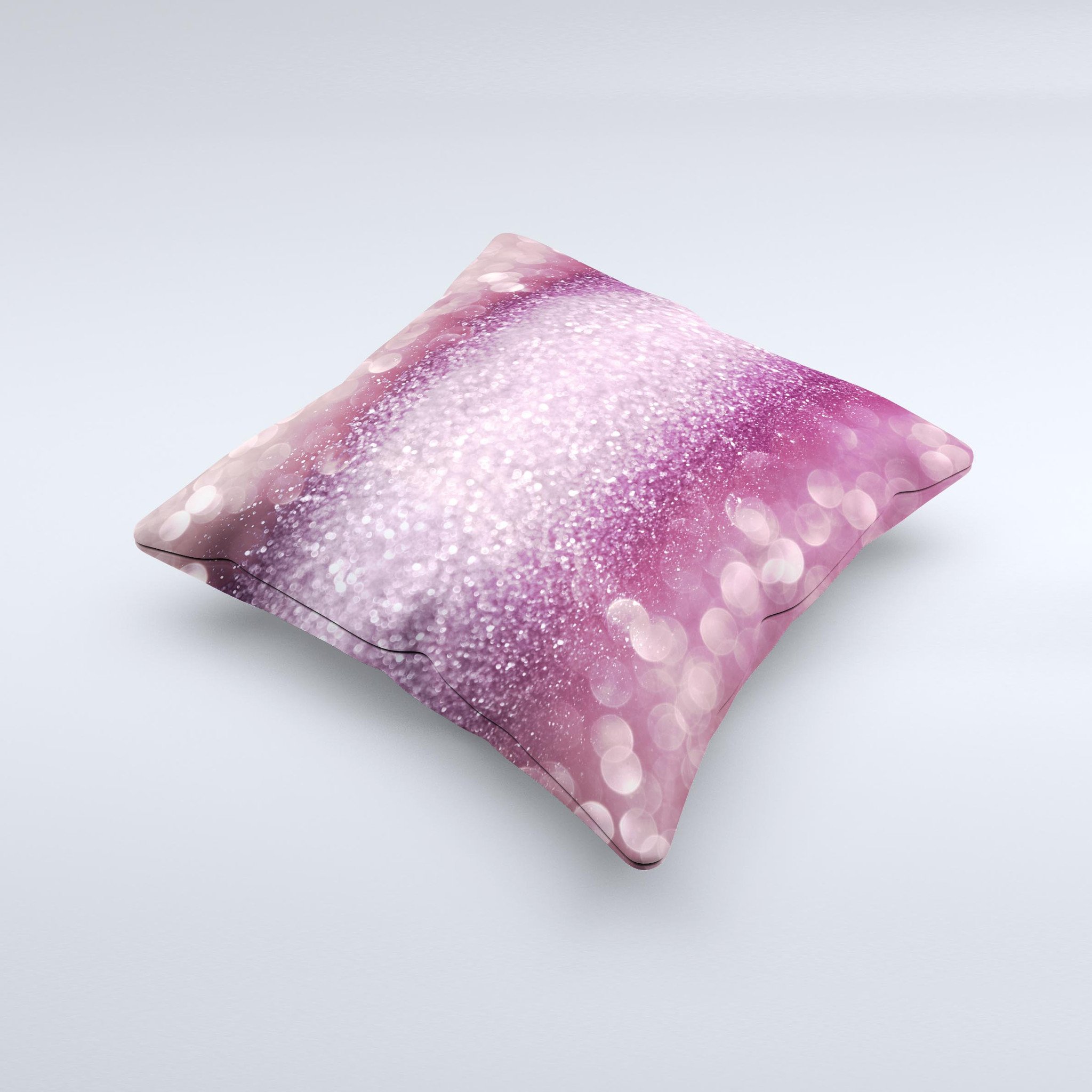 Handcrafted Unfocused Pink Sparkling Orbs decorative throw pillow with high thread count fabric and unique design.