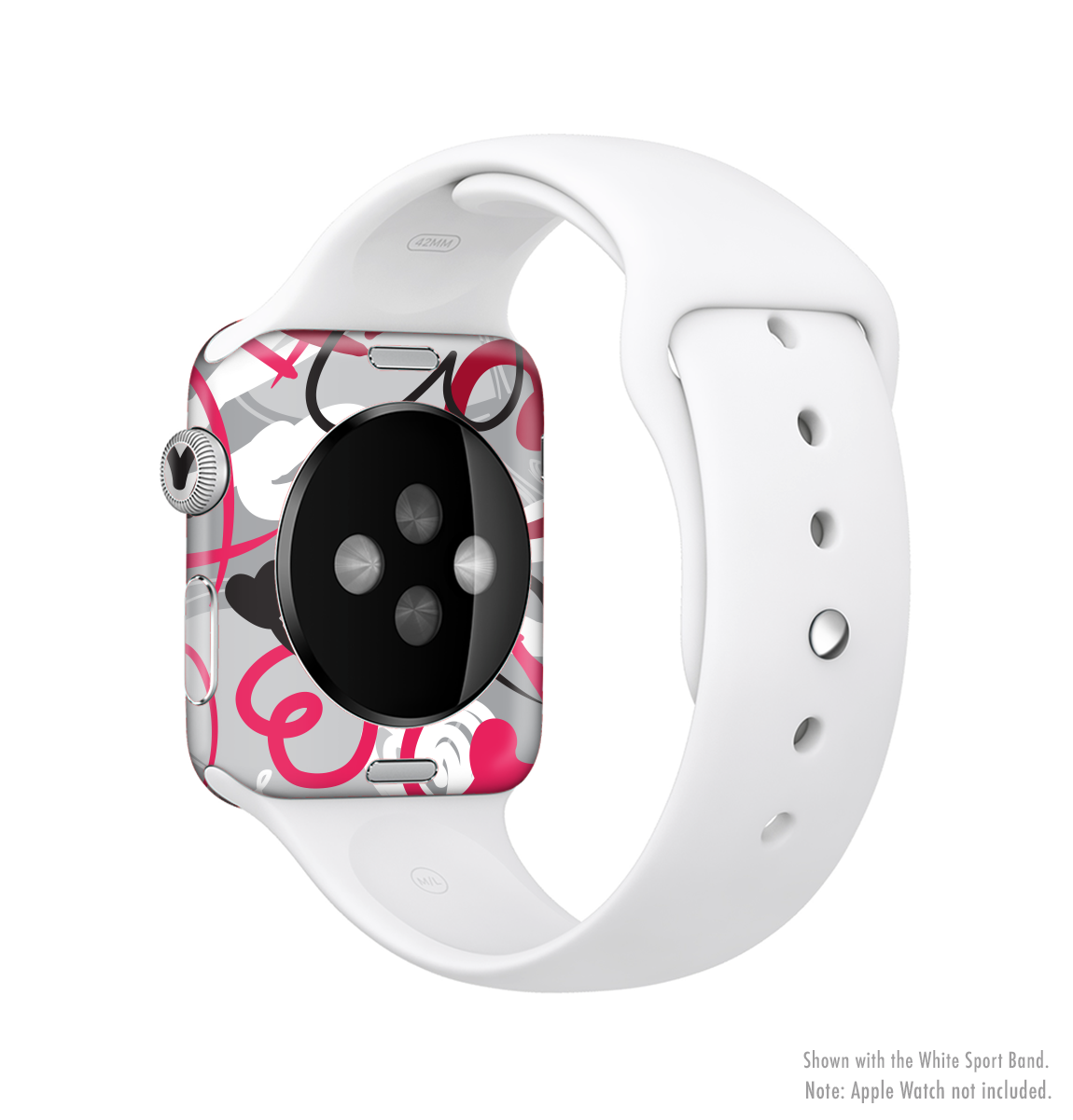 Vector Love Hearts Collage Full-Body Skin Kit for Apple Watch, showcasing a vibrant heart design on a sleek watch.