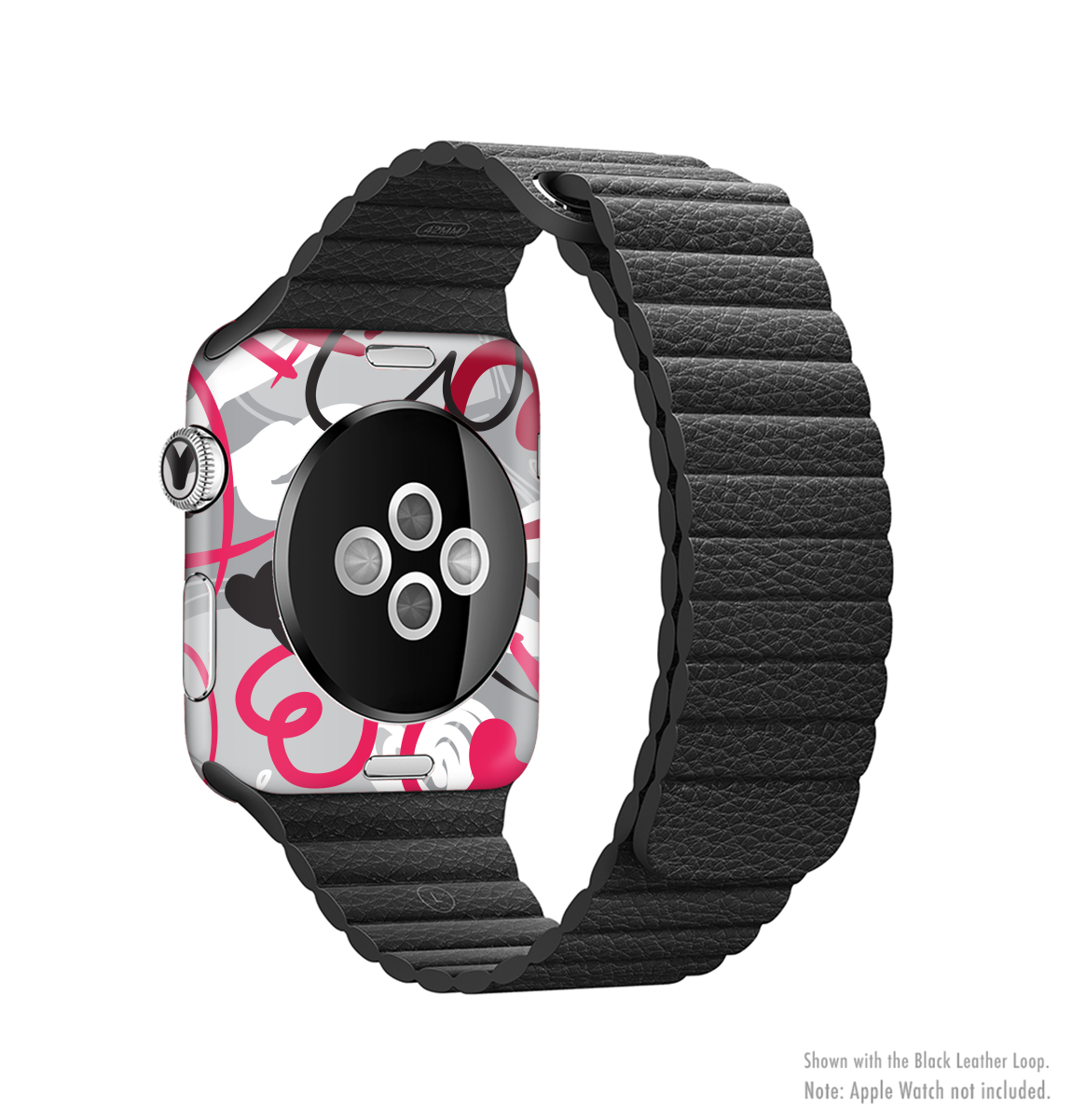 Vector Love Hearts Collage Full-Body Skin Kit for Apple Watch, showcasing a vibrant heart design on a sleek watch.