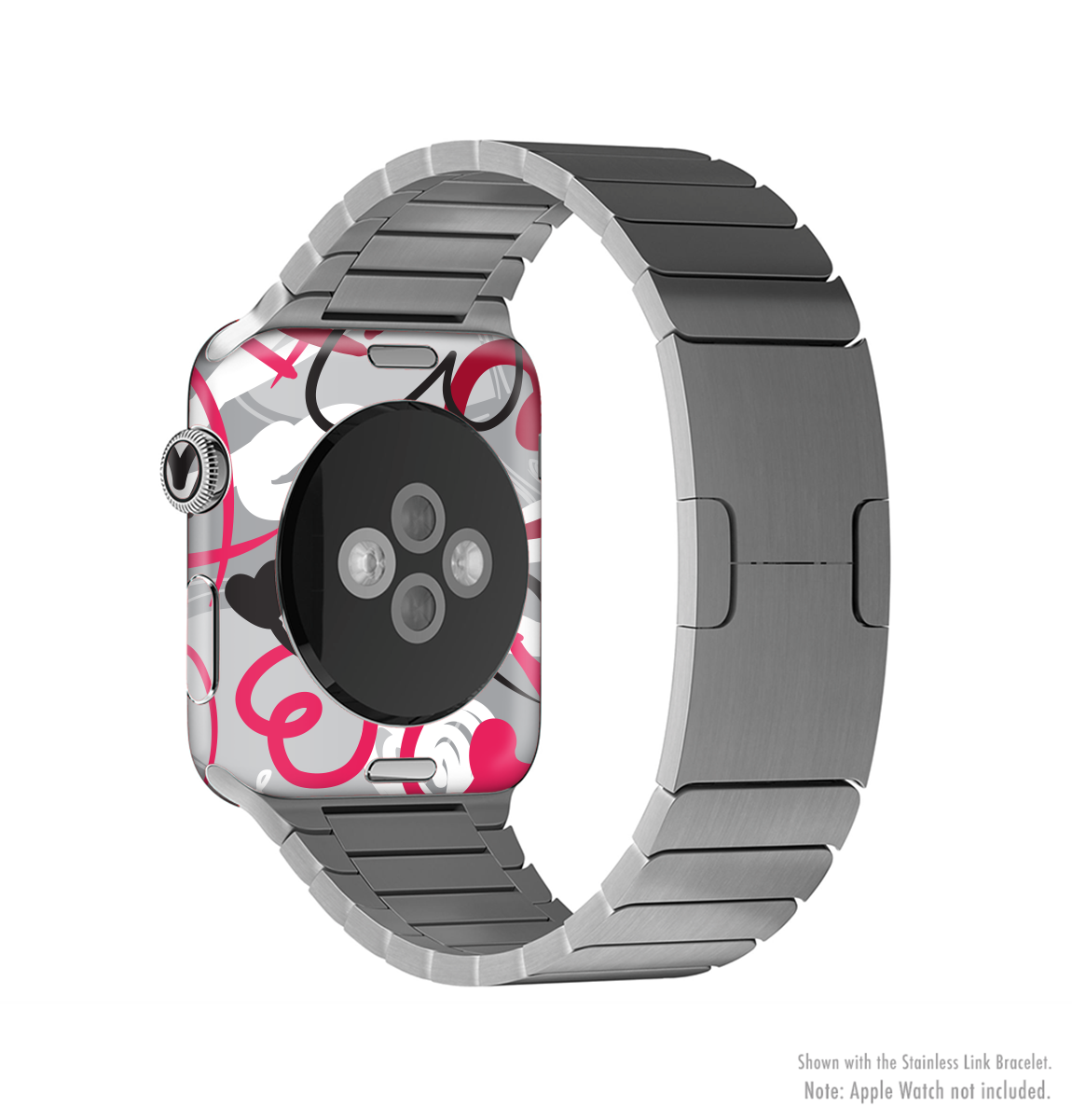 Vector Love Hearts Collage Full-Body Skin Kit for Apple Watch, showcasing a vibrant heart design on a sleek watch.