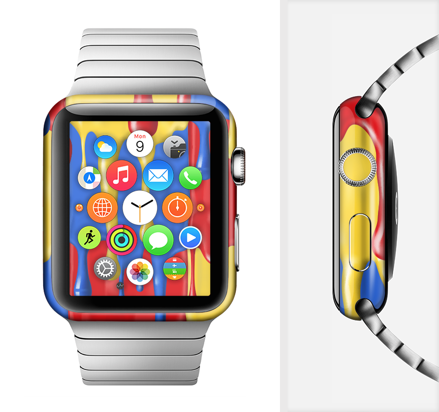 Vector Paint Drips Full-Body Skin Kit for Apple Watch showcasing vibrant colors and a sleek design.