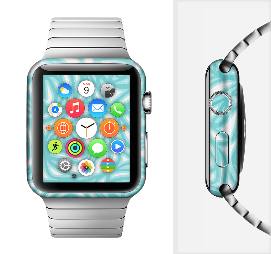 Vector Subtle Blues Pattern Full-Body Skin Kit for Apple Watch, showcasing a stylish blue design that fits perfectly on the device.