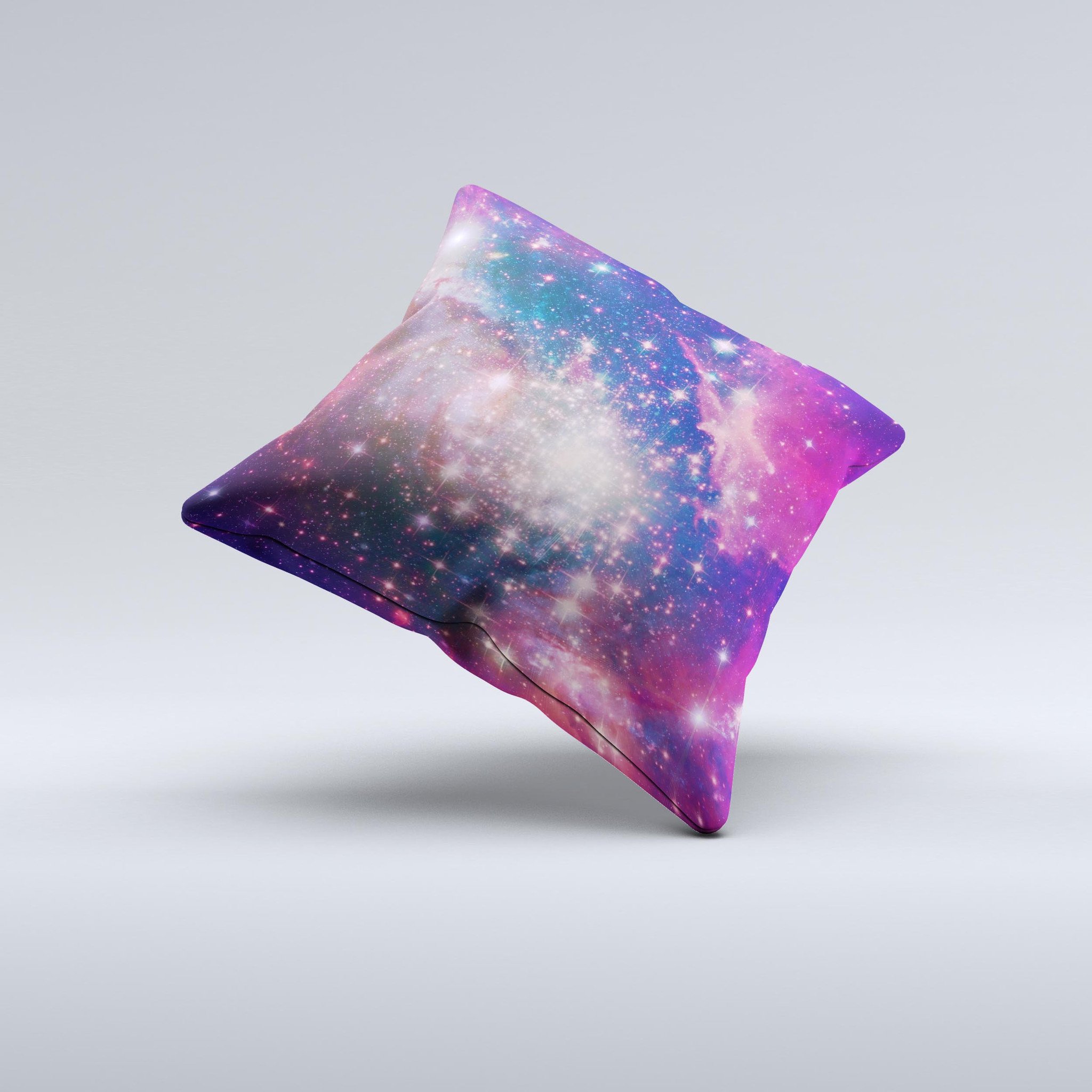 Vibrant Sparkly Pink Space ink-Fuzed Decorative Throw Pillow with unique design and high-quality fabric.