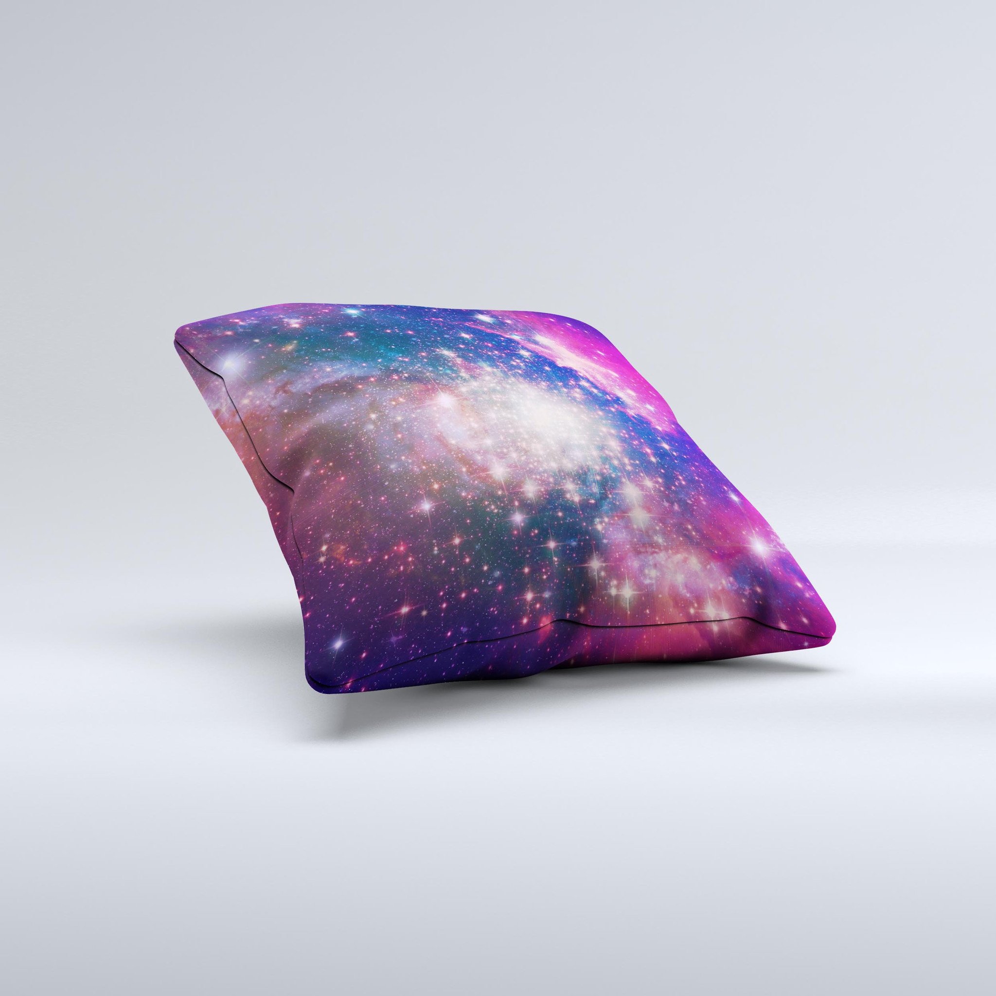 Vibrant Sparkly Pink Space ink-Fuzed Decorative Throw Pillow with unique design and high-quality fabric.