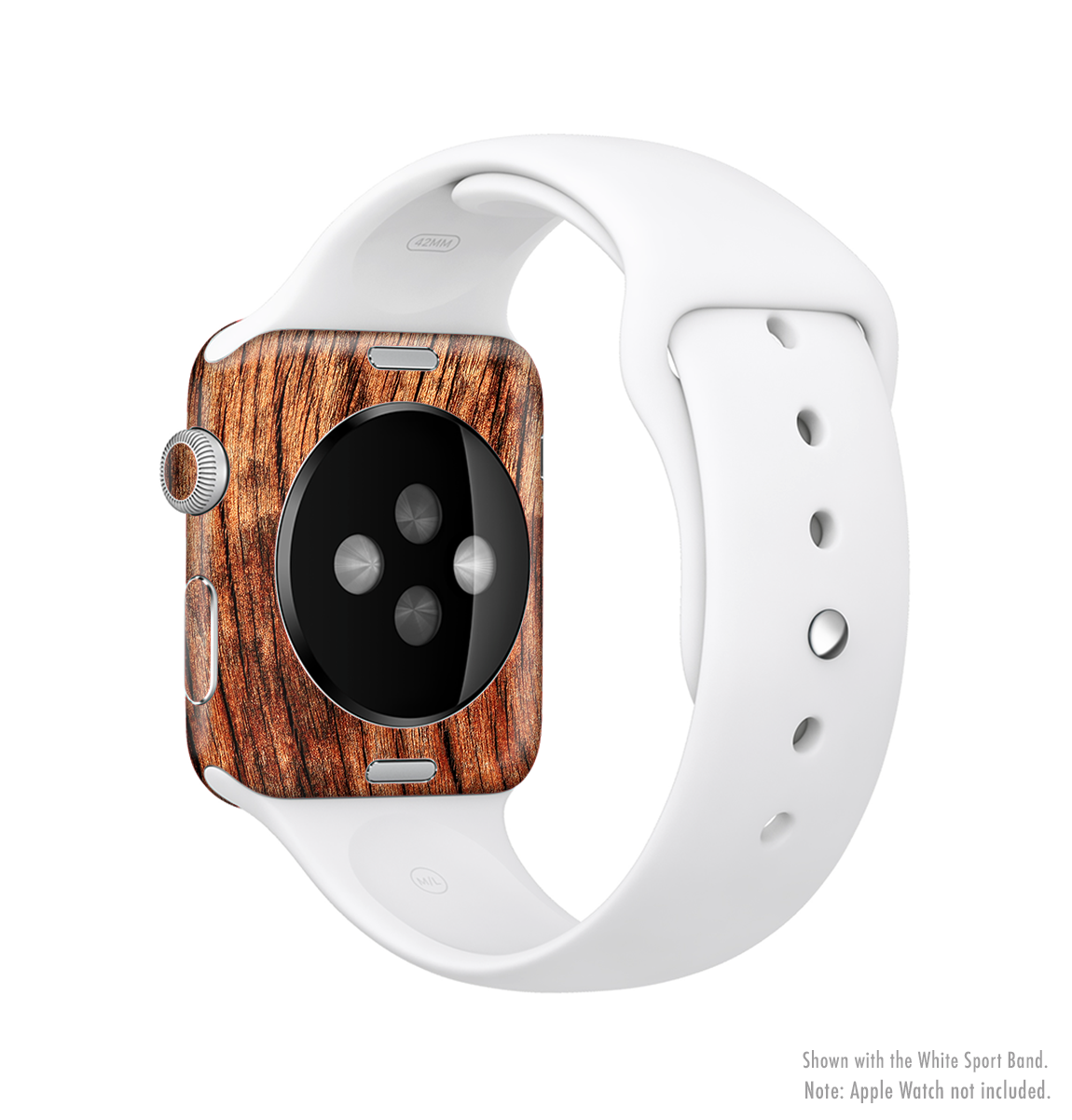 Warped Wood Full-Body Skin Kit for Apple Watch showcasing its stylish design and premium vinyl material.