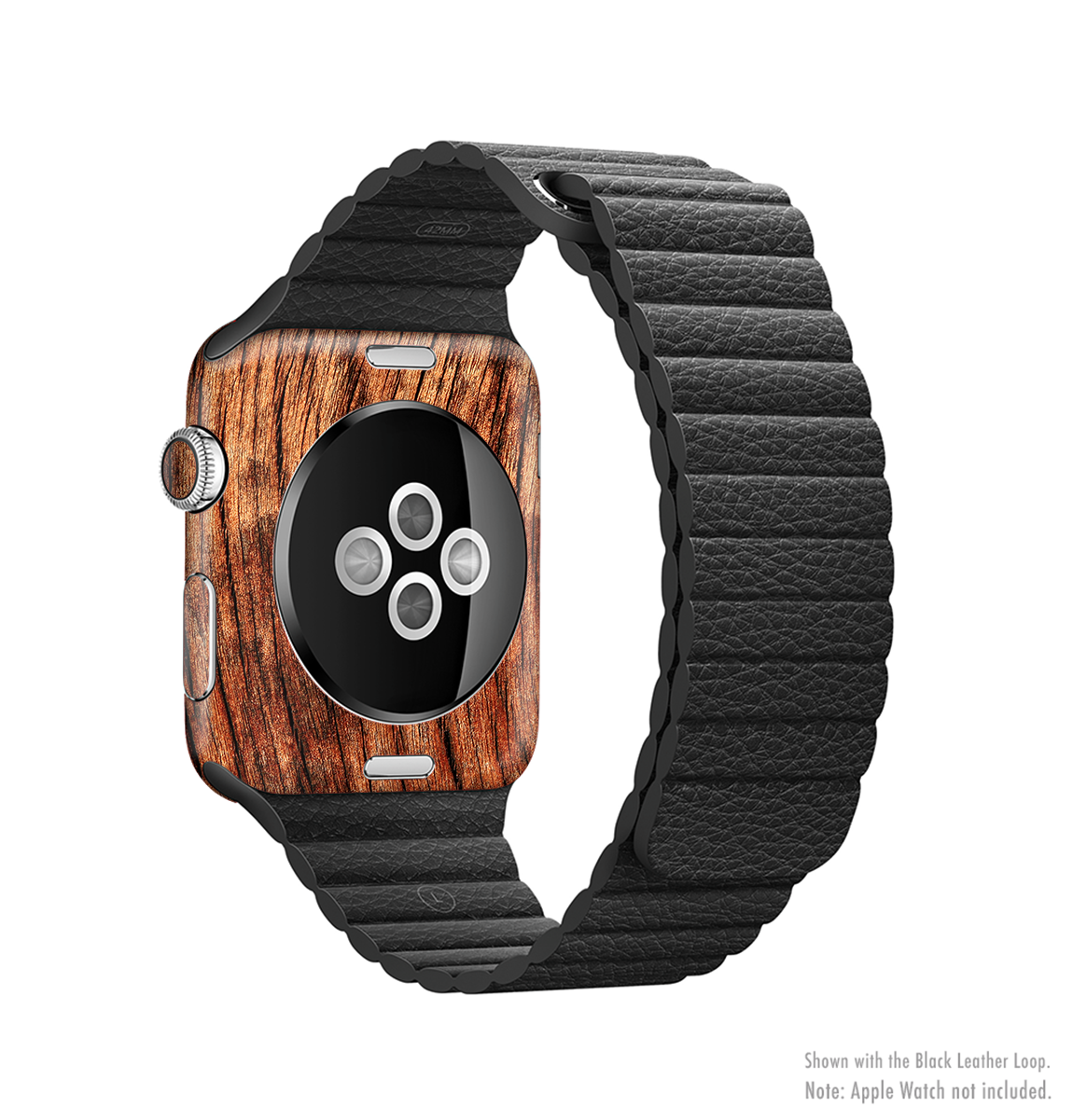 Warped Wood Full-Body Skin Kit for Apple Watch showcasing its stylish design and premium vinyl material.