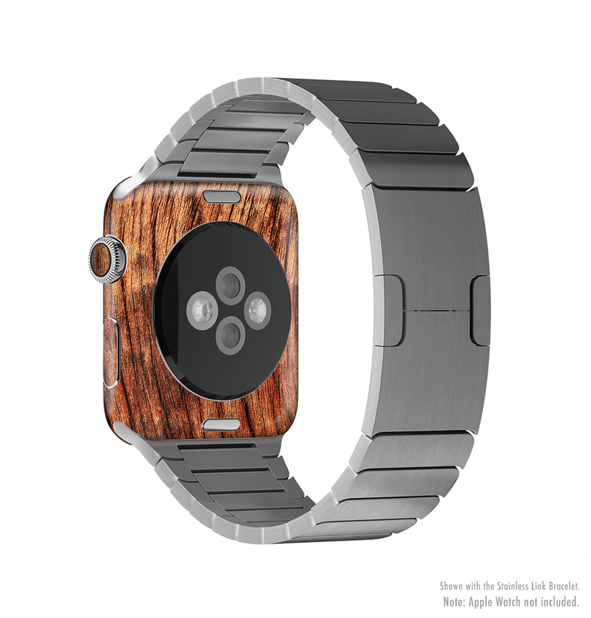 Warped Wood Full-Body Skin Kit for Apple Watch showcasing its stylish design and premium vinyl material.